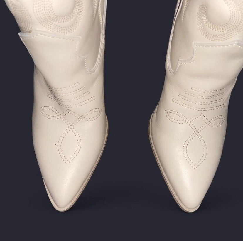 Steve Madden Steve Madden Cream Lasso Bone Leather High Pull On Boots Size US 7.5 / IT 37.5 - 4 Thumbnail