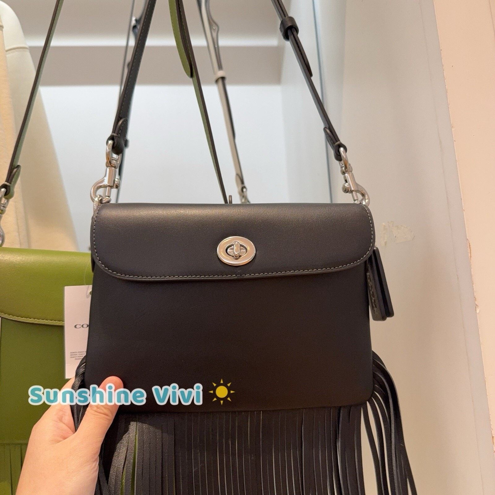 Coach NWT COACH 1964 Fringe Bag Glovetanned leather Black CU033 Size ONE SIZE - 1 Thumbnail