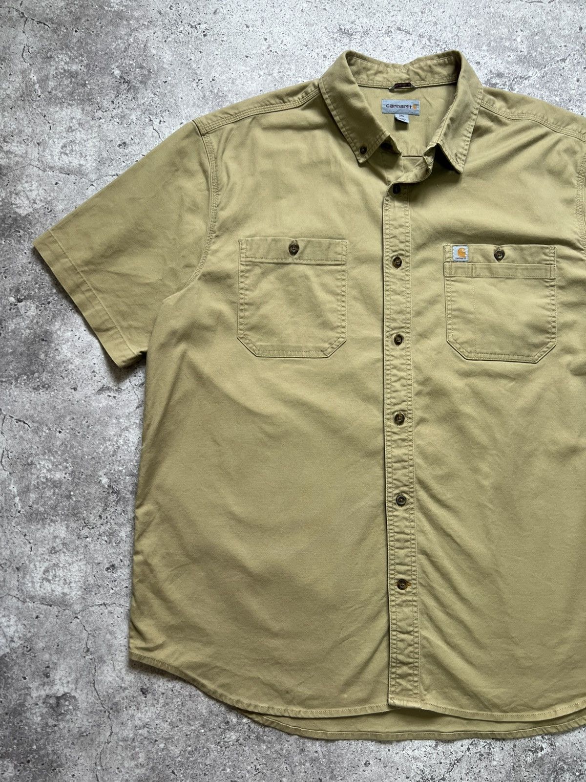 Carhartt × Vintage Vintage Carhartt Work Shirt Short Sleeve Beige Mens Size US XXL / EU 58 / 5 - 2 Thumbnail