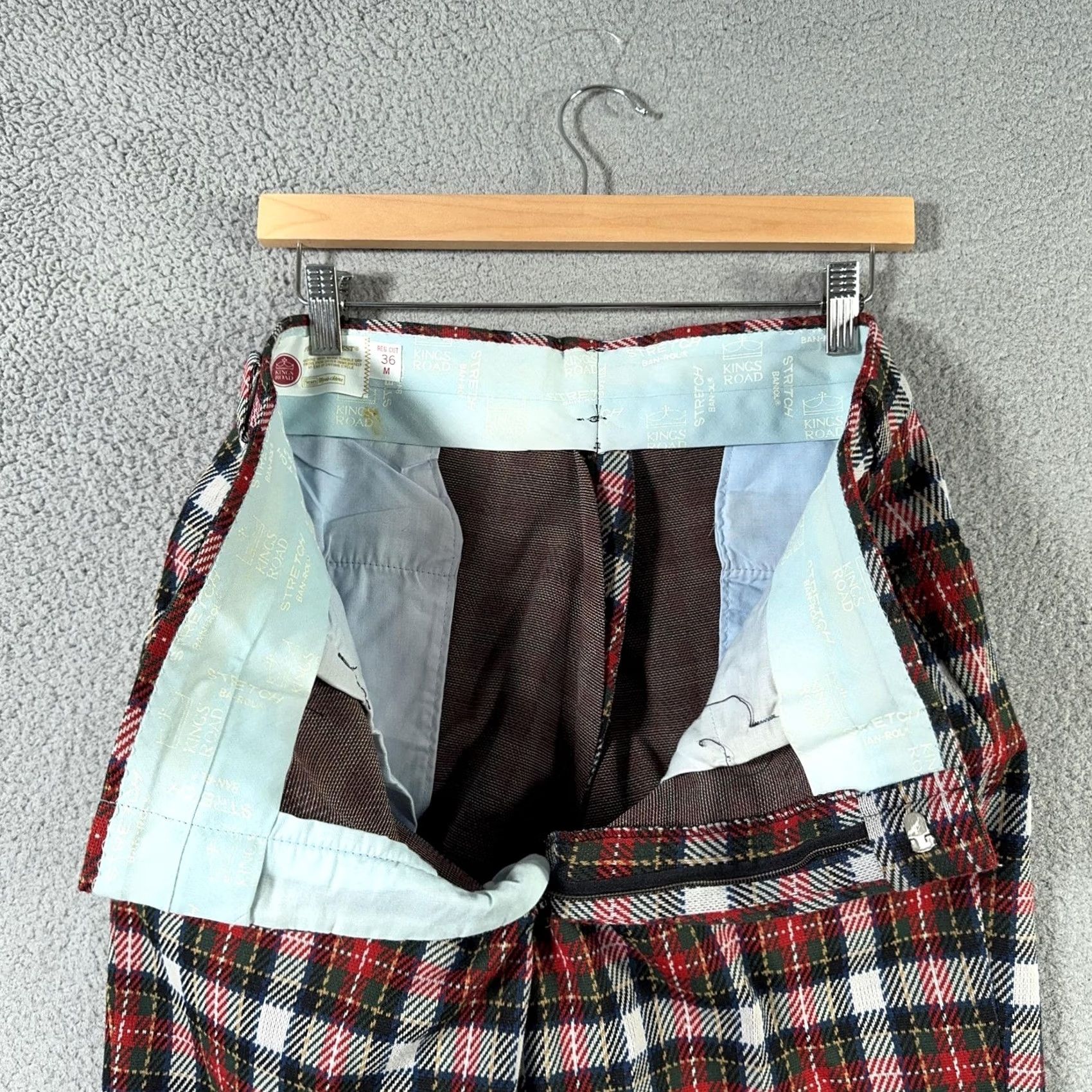 Sears VINTAGE Kings Road Pants 60s Mens 36 Red Tartan Plaid Perma Prest Flared Sears Size US 36 / EU 52 - 4 Thumbnail