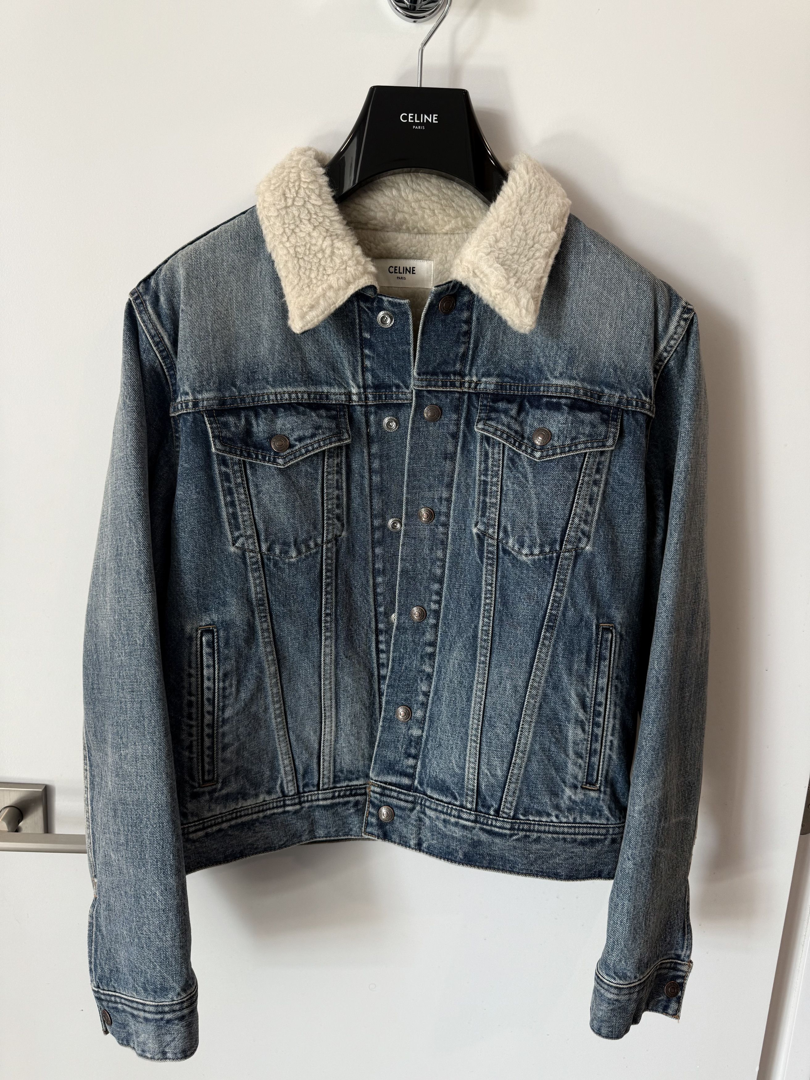 CELINE SHERPA DENIM TRUCKER JACKET - S