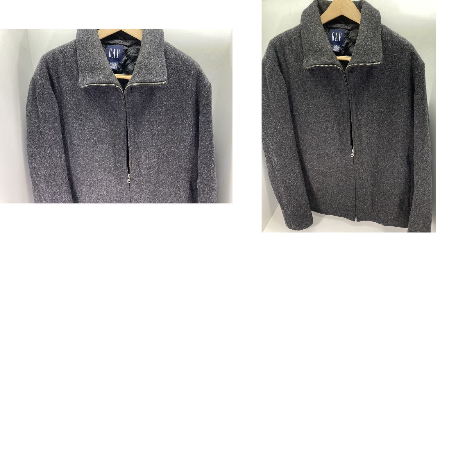 Gap VINTAGE Gap Coat Jacket Men L Wool Blend Full Zip Gray Quilted Lined VTG Y2K Mens Size US L / EU 52-54 / 3 - 9 Thumbnail