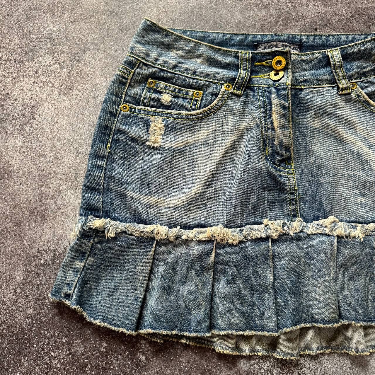 Hysteric Glamour Y2K Super Sexy Vintage Washed Denim Skirt Size 26" / US 2 / IT 38 - 2 Thumbnail