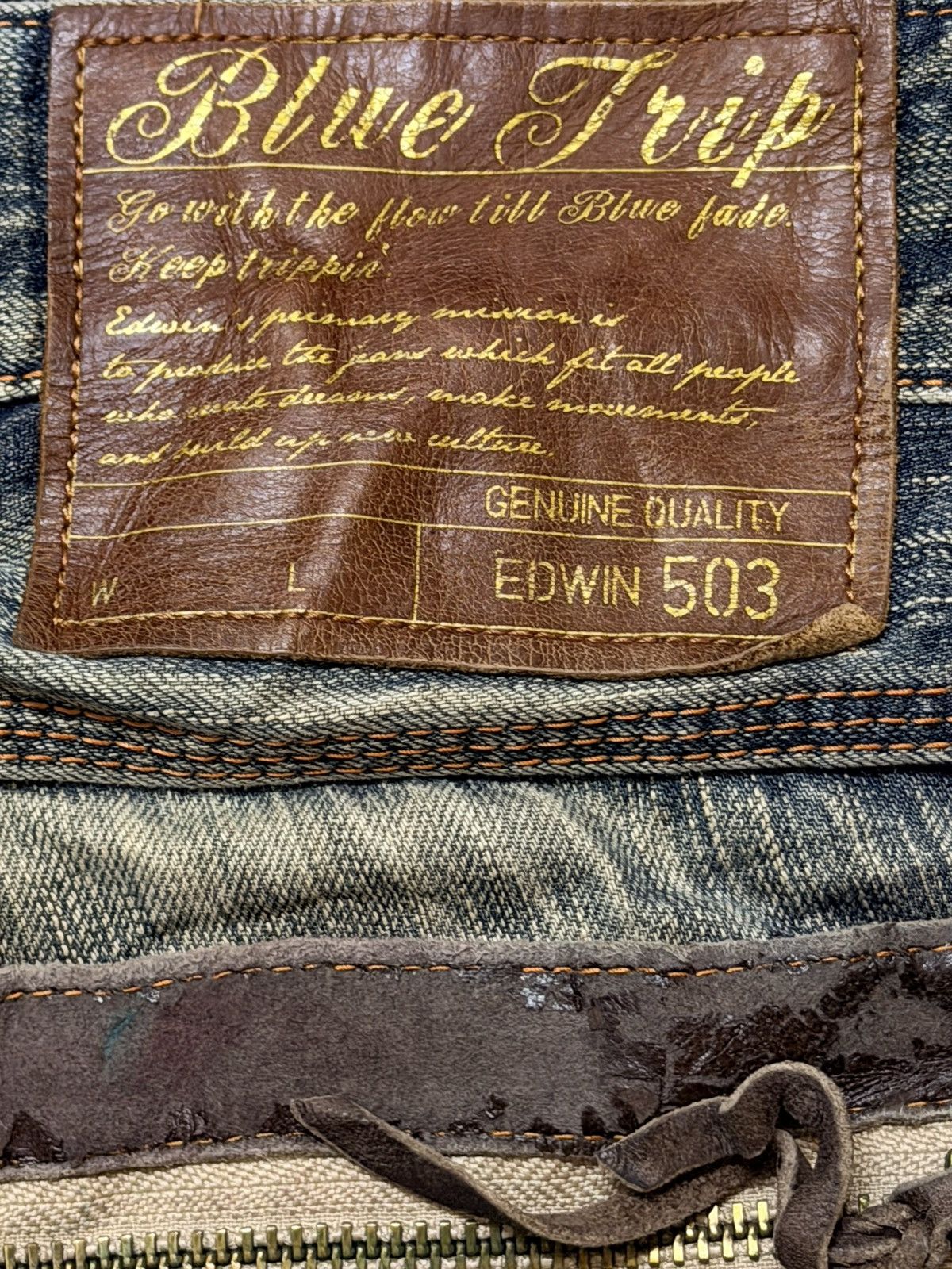Edwin Vintage 90s Japan Edwin 503 Blue Faded Mud Wash Wide Leg Size US 30 / EU 46 - 6 Thumbnail