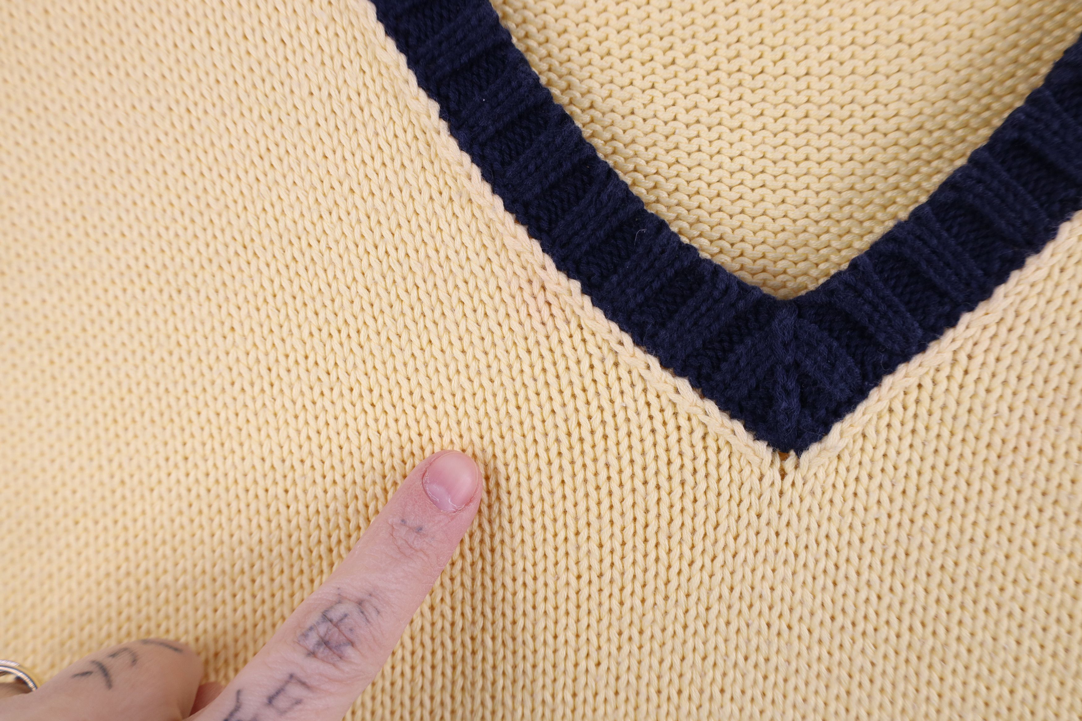 Ralph Lauren × Vintage Vintage 90s Ralph Lauren Knit V-Neck Sweater Vest Yellow Size US L / EU 52-54 / 3 - 5 Thumbnail