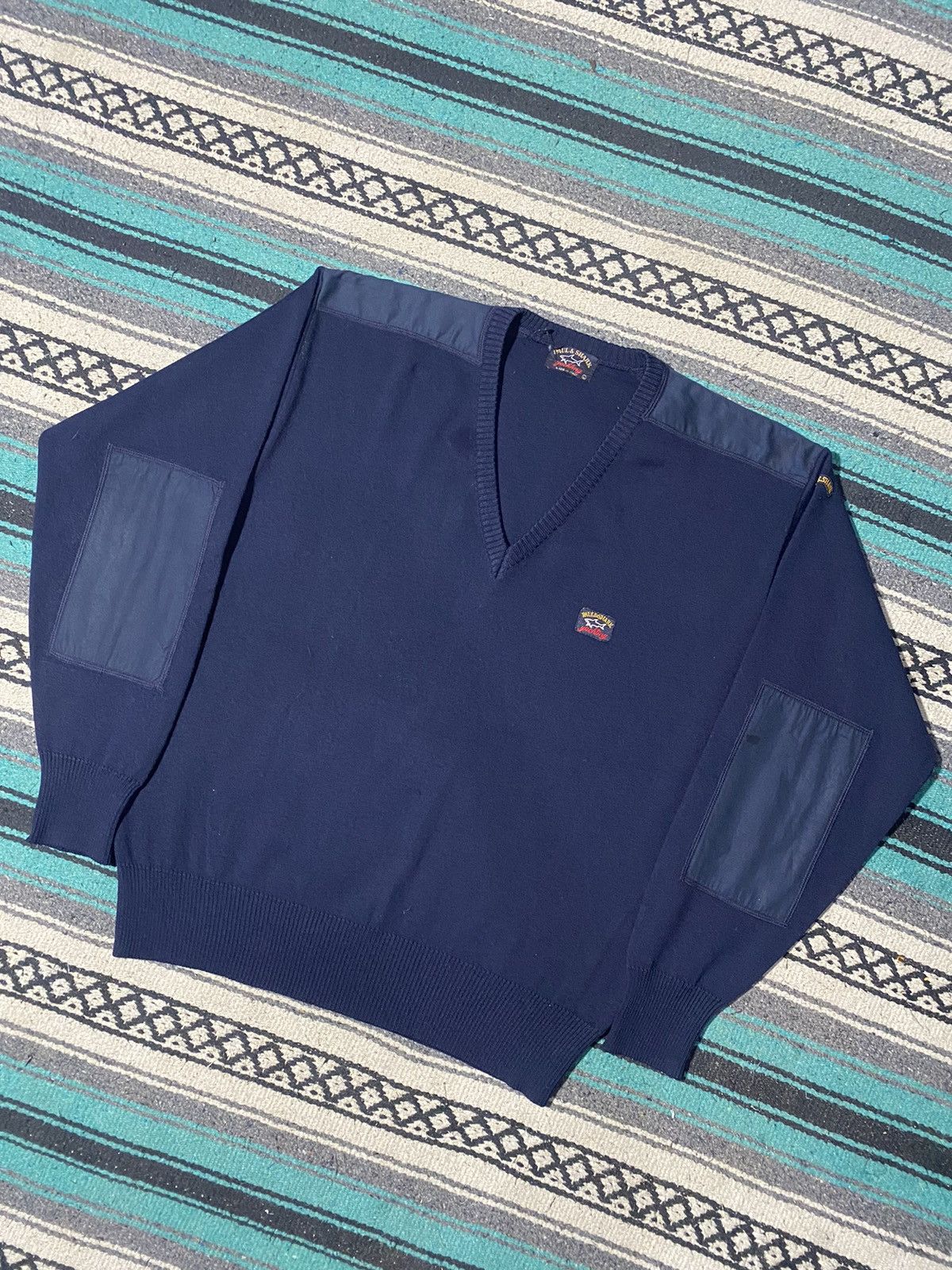 Paul & Shark Vintage Paul Shark 90's Navy Heavy Knit Wool Sweater Size US L / EU 52-54 / 3 - 2 Thumbnail