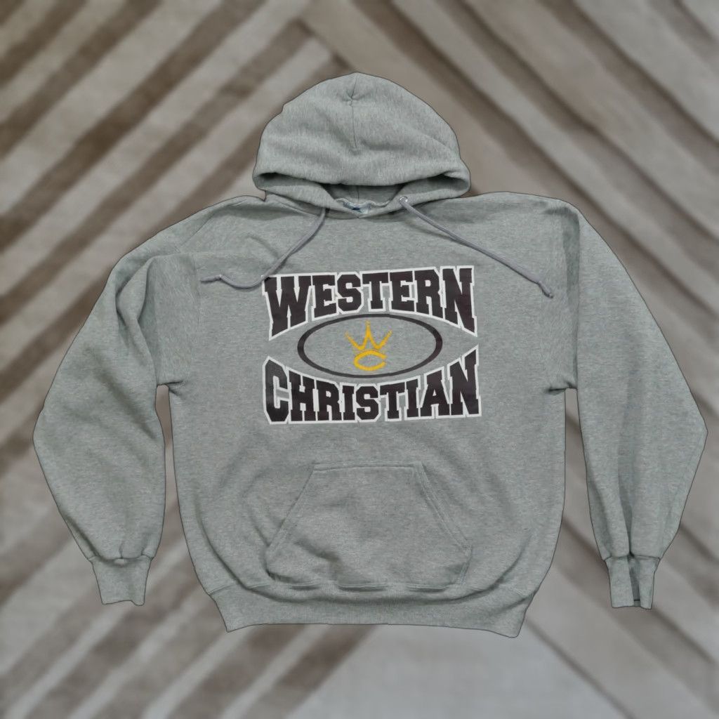 Vintage VINTAGE Western Christian Hoodie Mens Adult Medium Gray Pullover 90s Y2K Size US M / EU 48-50 / 2 - 1 Thumbnail