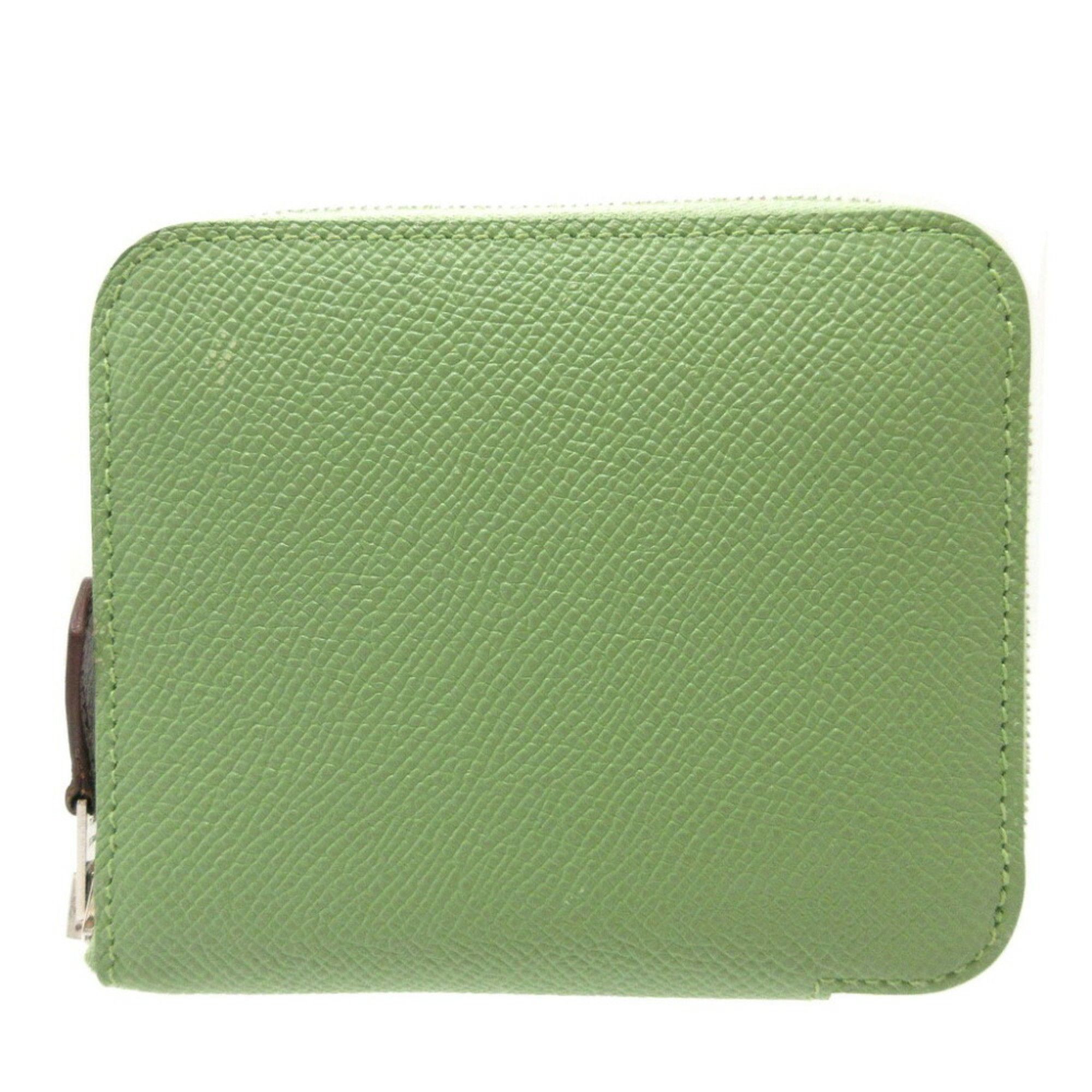 image of Hermes Azap Silk-In Y Engraved Vaux Epson Vert Cricket Coin Case Hermes, Women's