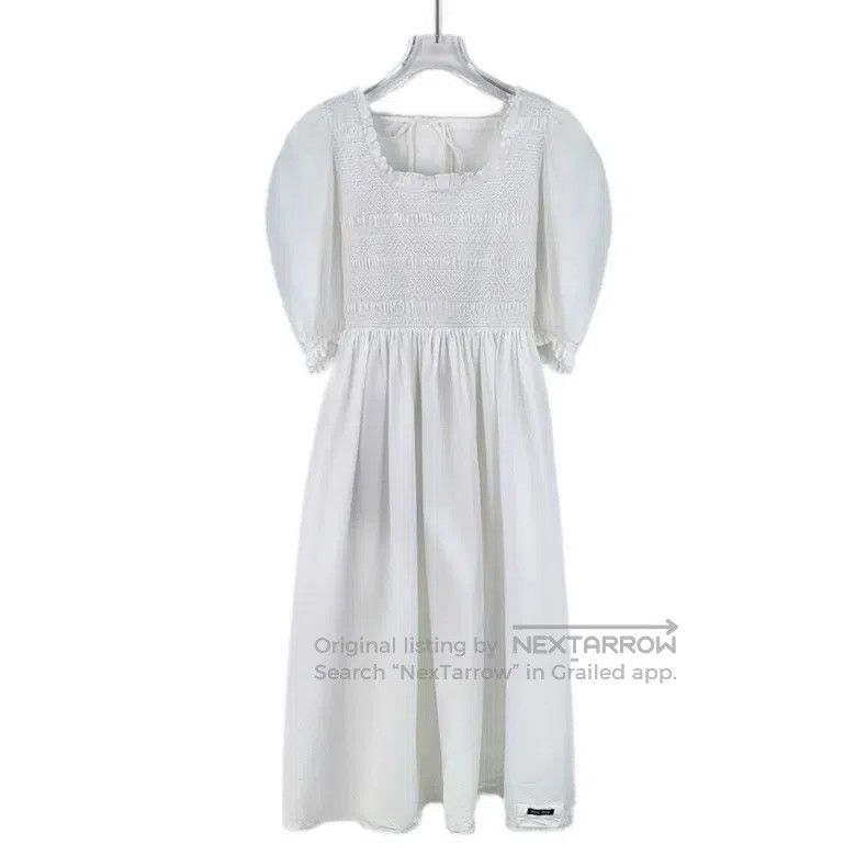 Miu Miu Miu Miu 38 White back openwork lace-up cotton round neck bu Size S / US 4 / IT 40 - 1 Thumbnail