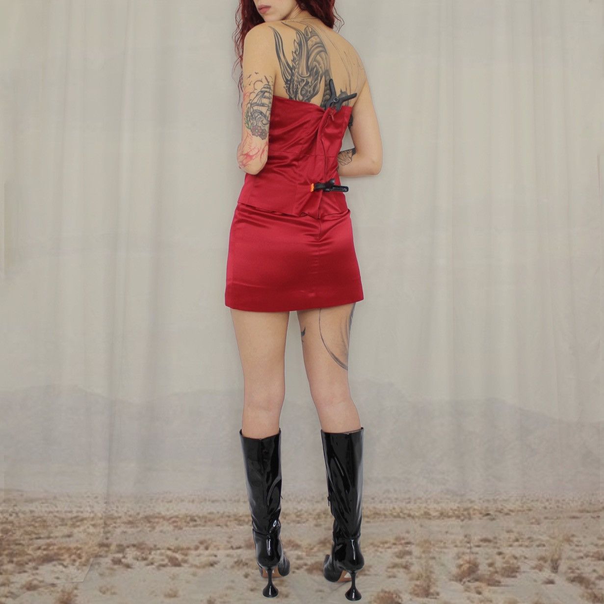 Vintage 🌹RED TWO PIECES DRESS🌹 Size M / US 6-8 / IT 42-44 - 2 Thumbnail