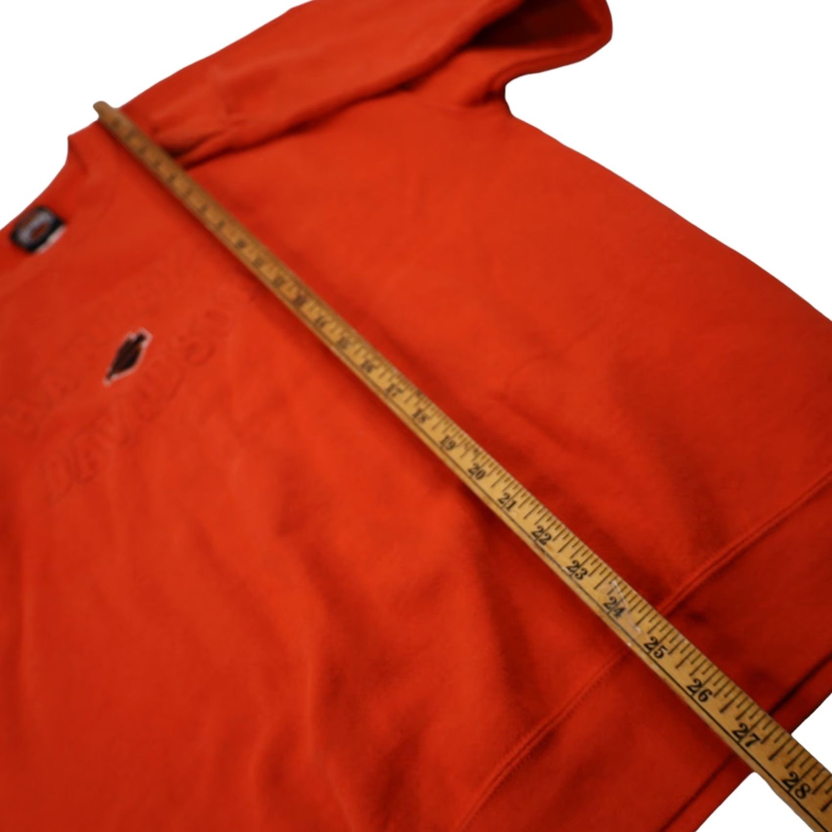 Harley Davidson VINTAGE Harley Davidson Mens XL Embossed Spellout Sweatshirt Orange Size US XL / EU 56 / 4 - 8 Thumbnail