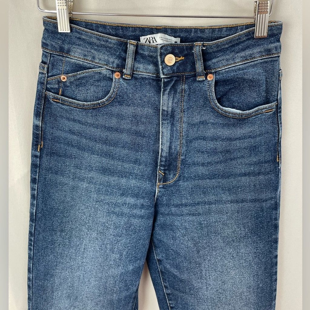 Zara Zara High Rise Straight Medium Distressed Jeans Size 4 Size 27" / US 4 / IT 40 - 5 Thumbnail