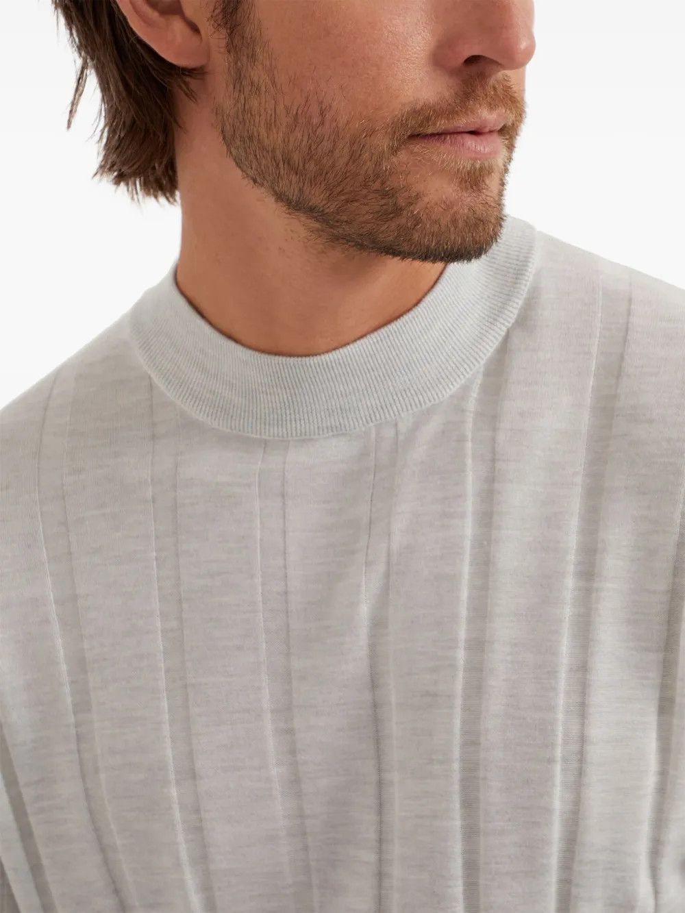 Brunello Cucinelli o1y0526 Crewneck Sweater in Light Gray Size US L / EU 52-54 / 3 - 4 Thumbnail