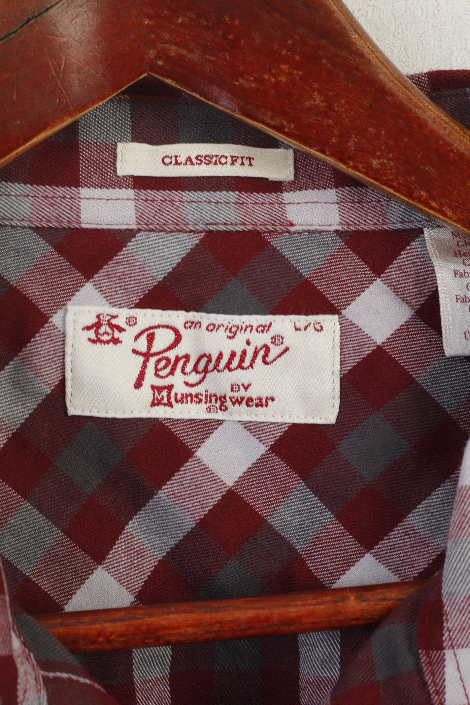 Original Penguin Penguin Men L Casual Shirt Maroon Check 2418 Size US M / EU 48-50 / 2 - 5 Thumbnail