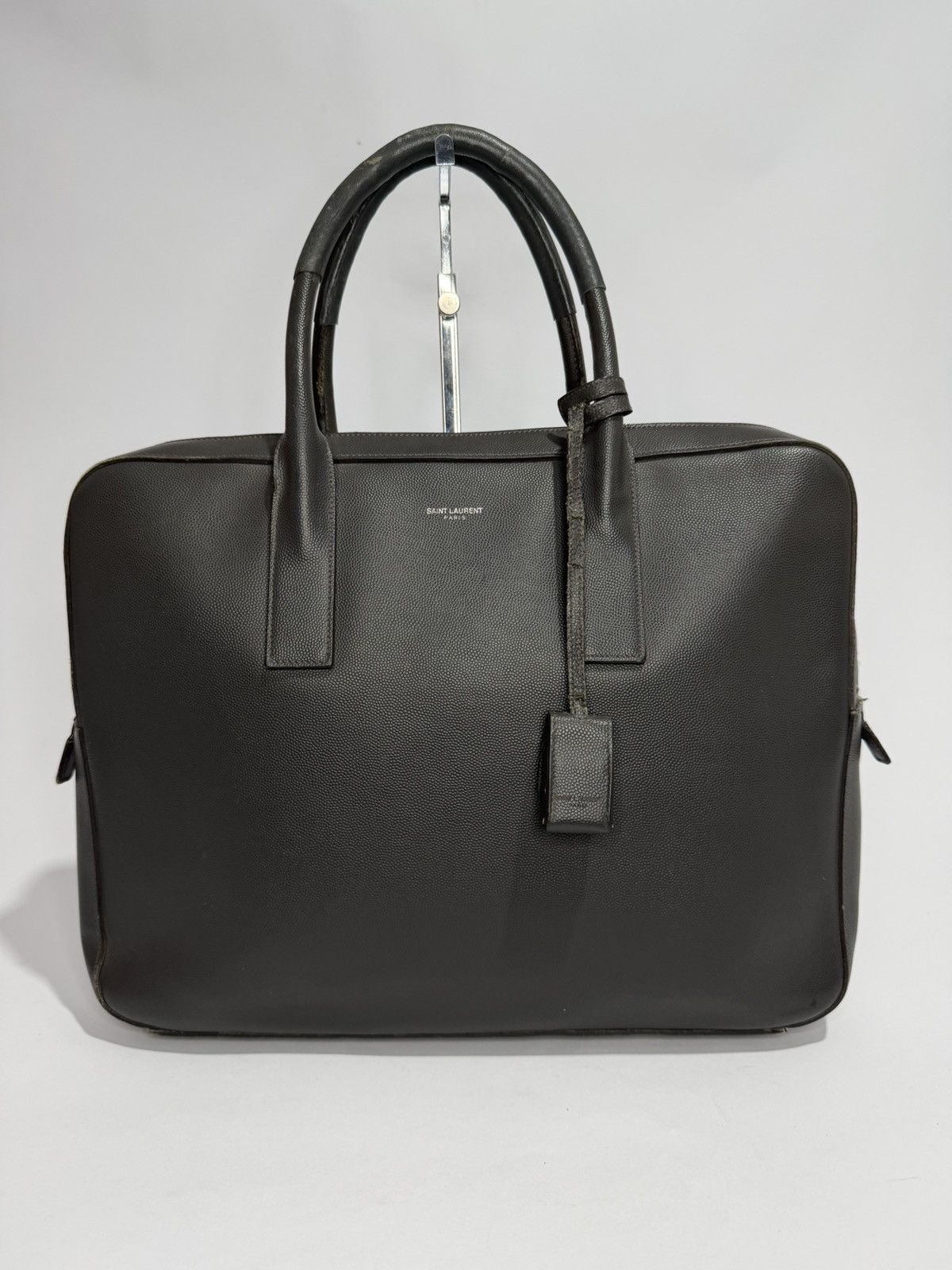 Saint Laurent Paris SAINT LAURENT Gray Leather Museum Briefcase Size ONE SIZE - 1 Thumbnail