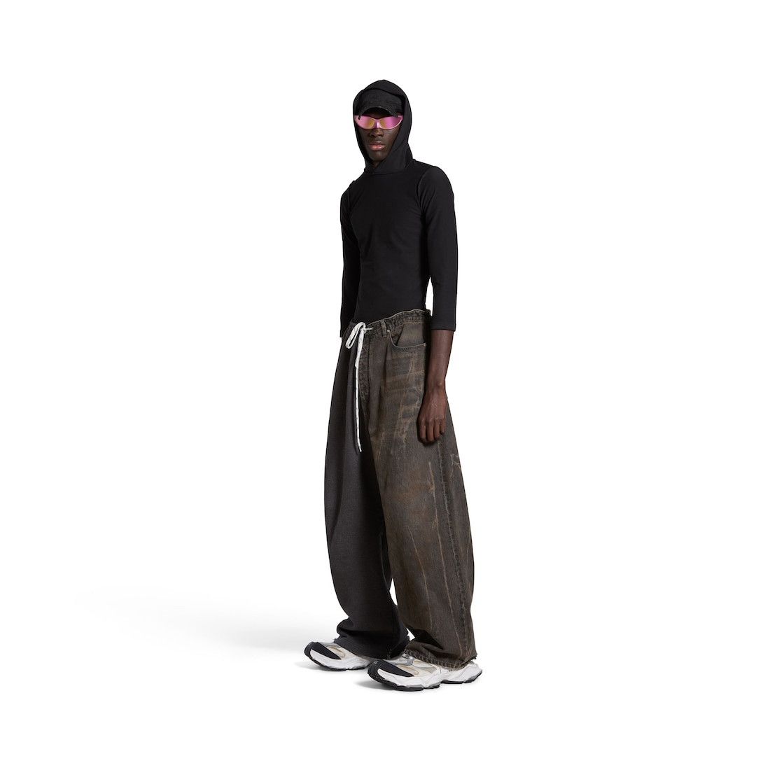 Balenciaga o1tr1nto0725 Hybrid Baggy Pants in Dark Brown/Dark Grey Size US 32 / EU 48 - 2 Thumbnail