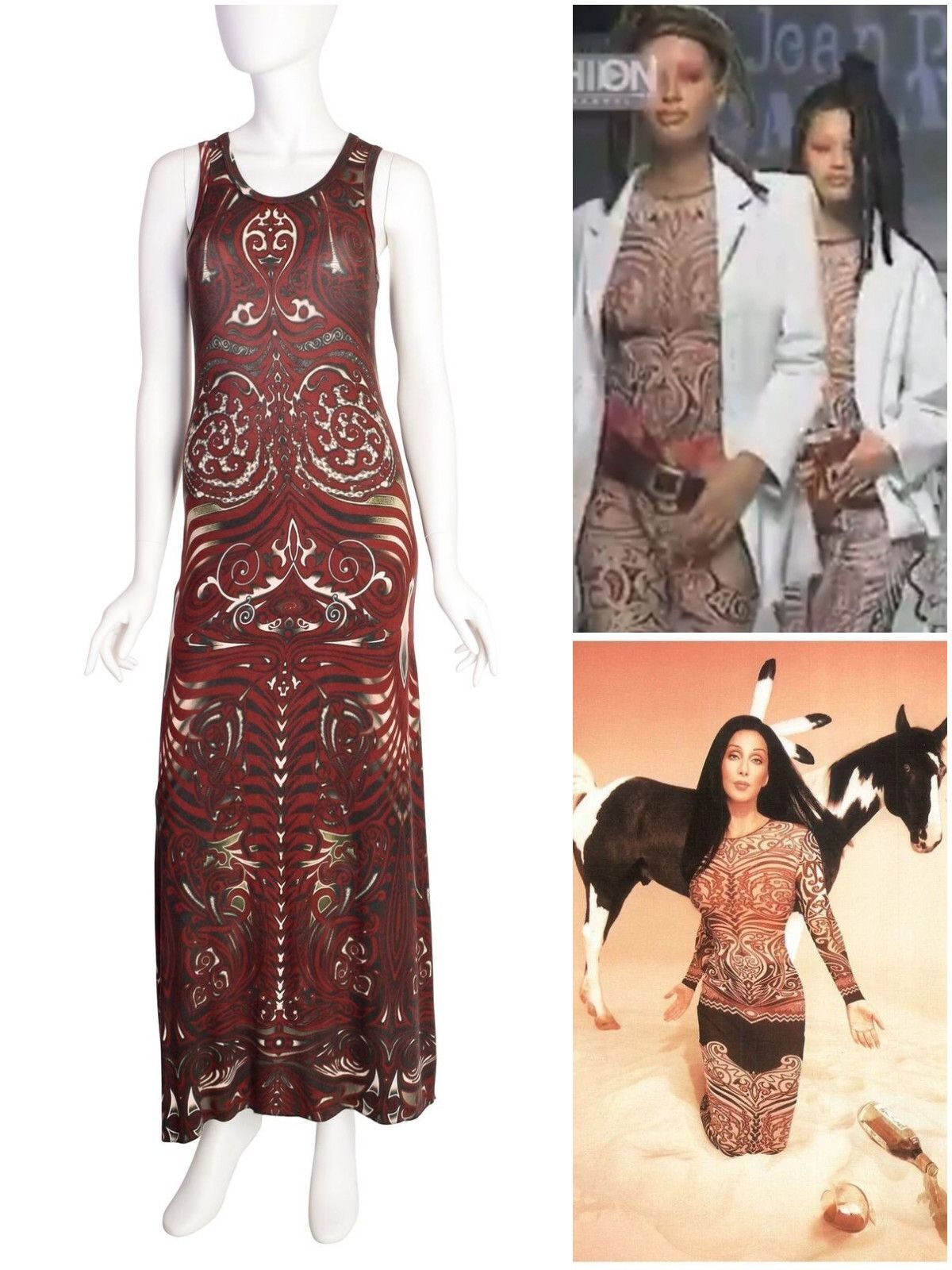 image of Jean Paul Gaultier Skeleton Ss 1996 Cyberbaba Maori Dress, Women's (Size Medium)