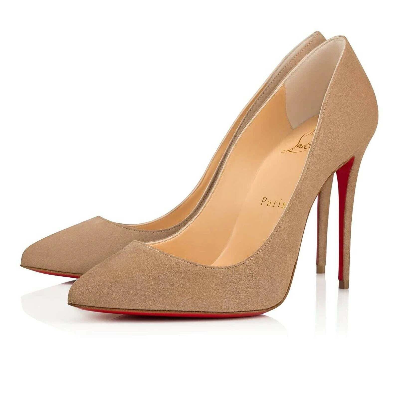 Christian Louboutin Pigalle Follies 100 Nocciola Nude Beige Suede Heel Pump 42 Size US 12 / IT 42 - 1 Thumbnail