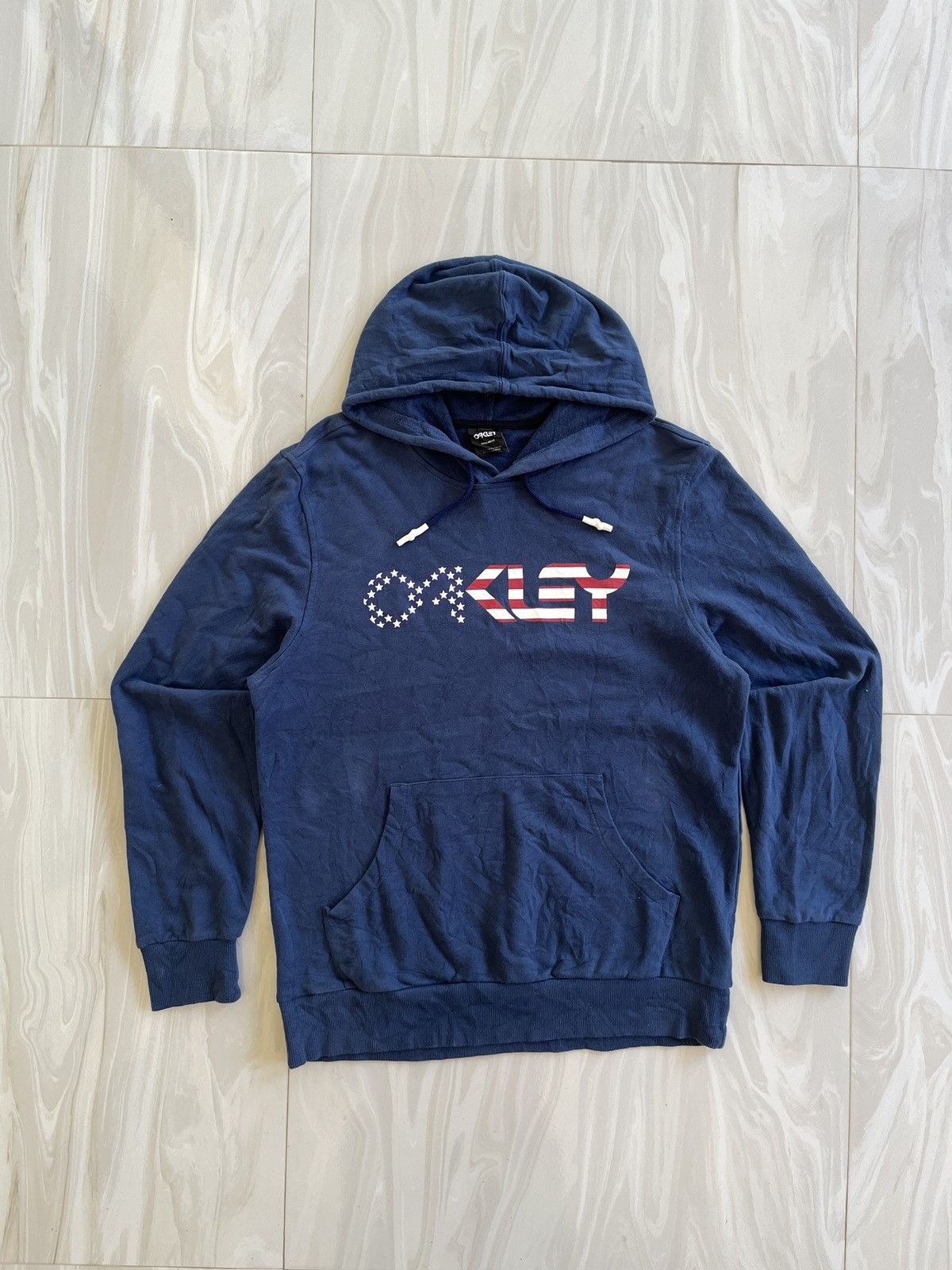 image of Oakley Hoodie Usa Font in Navy, Men's (Size Large)
