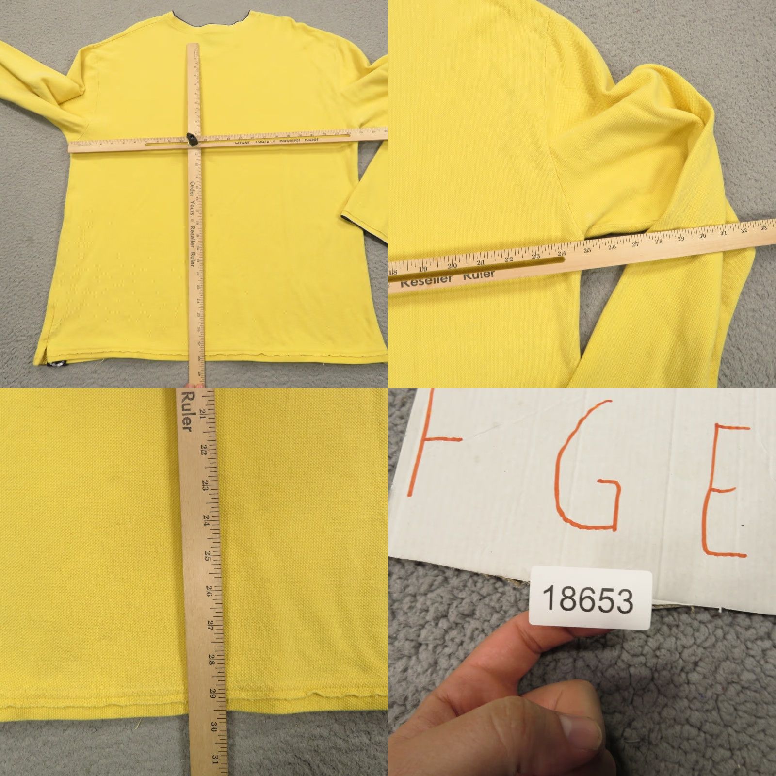 Vintage VTG Girbaud Sweater Shirt Mens XXXL Pique Pima Yellow Pullover V-Neck 90s Hip Hop Knit Solid Long Sleeve Regular Shirt Size US XXL / EU 58 / 5 - 8 Thumbnail
