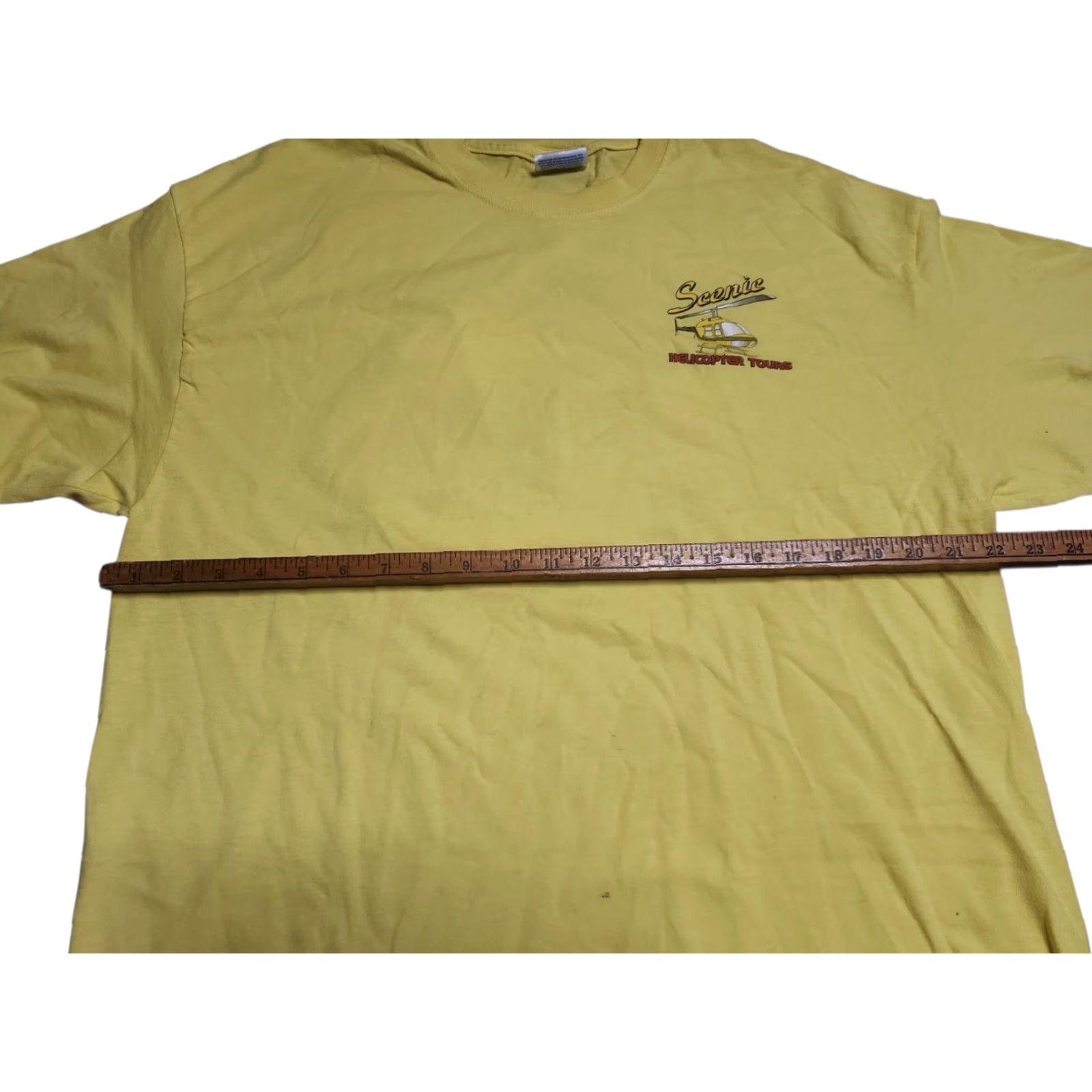 Hanes Hanes XL Yellow Graphic Print T-Shirt Smoky Mountain Helicopter Tours 80s Music Classic Mens Size US XL / EU 56 / 4 - 3 Thumbnail