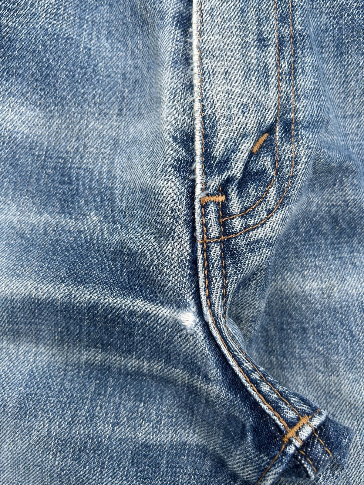 Kapital Thrashed Vintage Levis big E Selvedge Repair Denim jeans Size US 30 / EU 46 - 14 Thumbnail