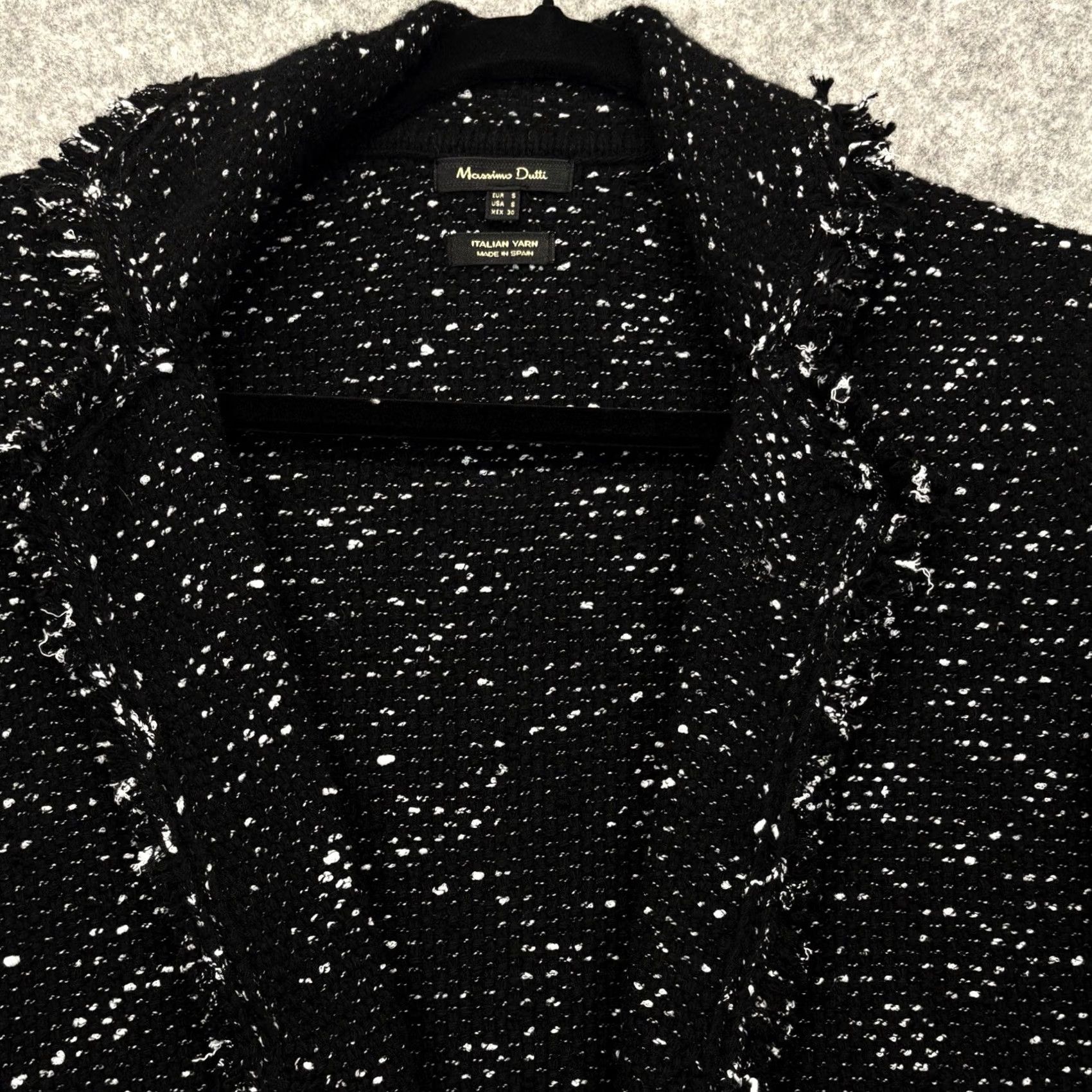 Massimo Dutti Massimo Dutti Jacket Women's Small Italian Yarn Knit Wool Cotton Polyamide Black White Open Front Long Sleeve VGC Size S / US 4 / IT 40 - 4 Thumbnail