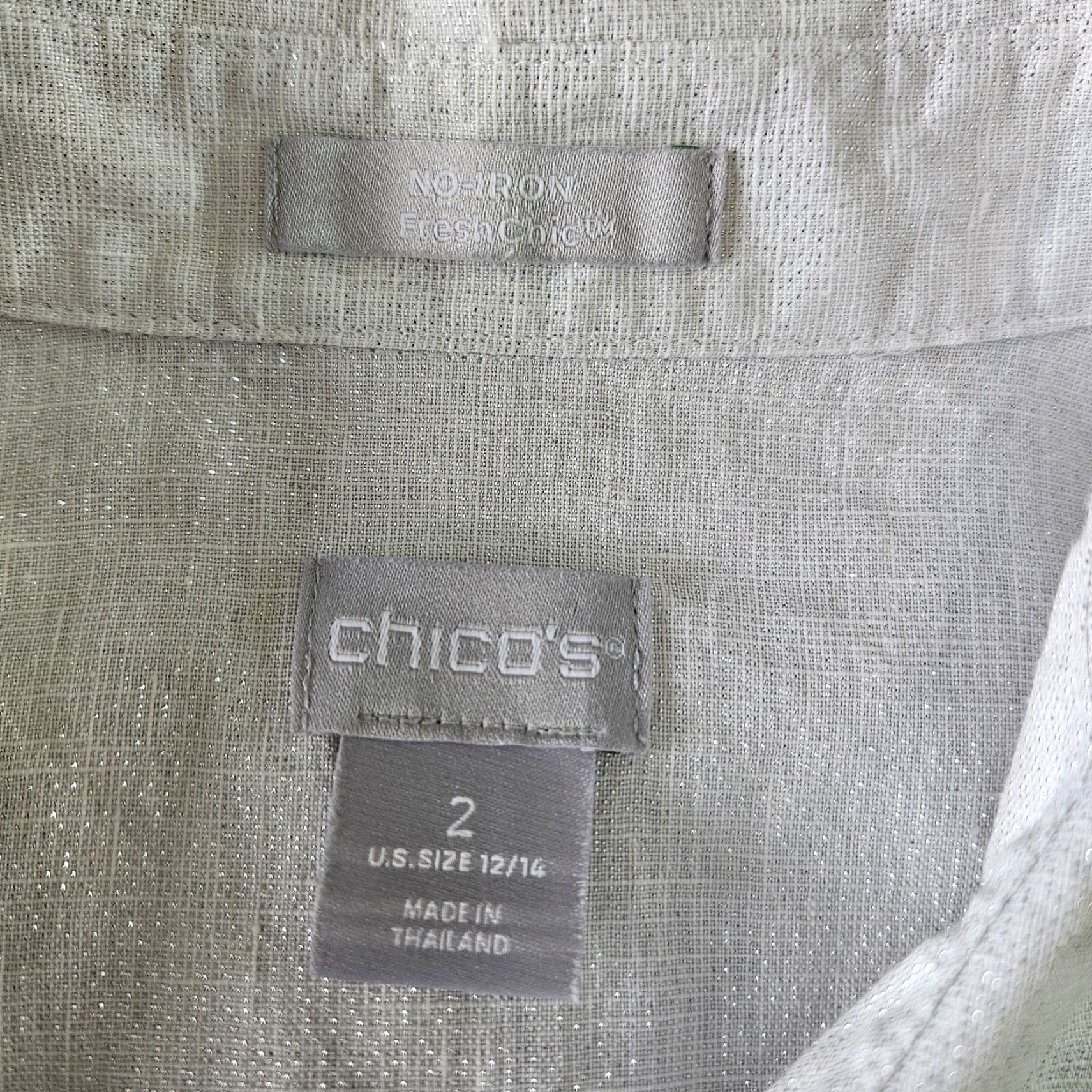 Vintage Chico's Womens Button Front Top Sz Large Sleeveless Linen Blend Silver Collared Shirt Womens Clothing Size L / US 10 / IT 46 - 5 Thumbnail