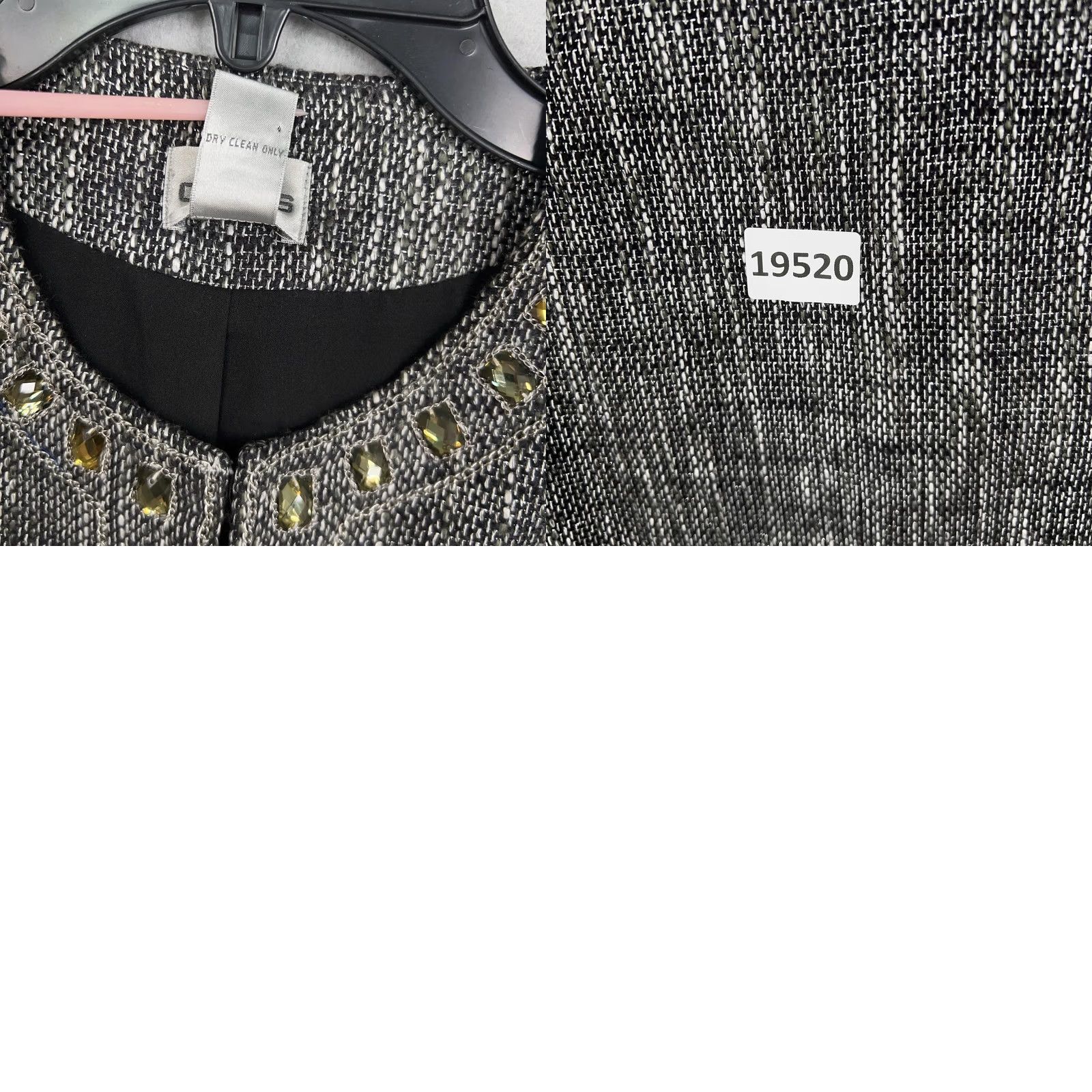Vintage Chicos Jacket Women 0 Metallic Jewel Embellished Tweed Long Blazer Career Casual Party/Cocktail Size S / US 4 / IT 40 - 9 Thumbnail