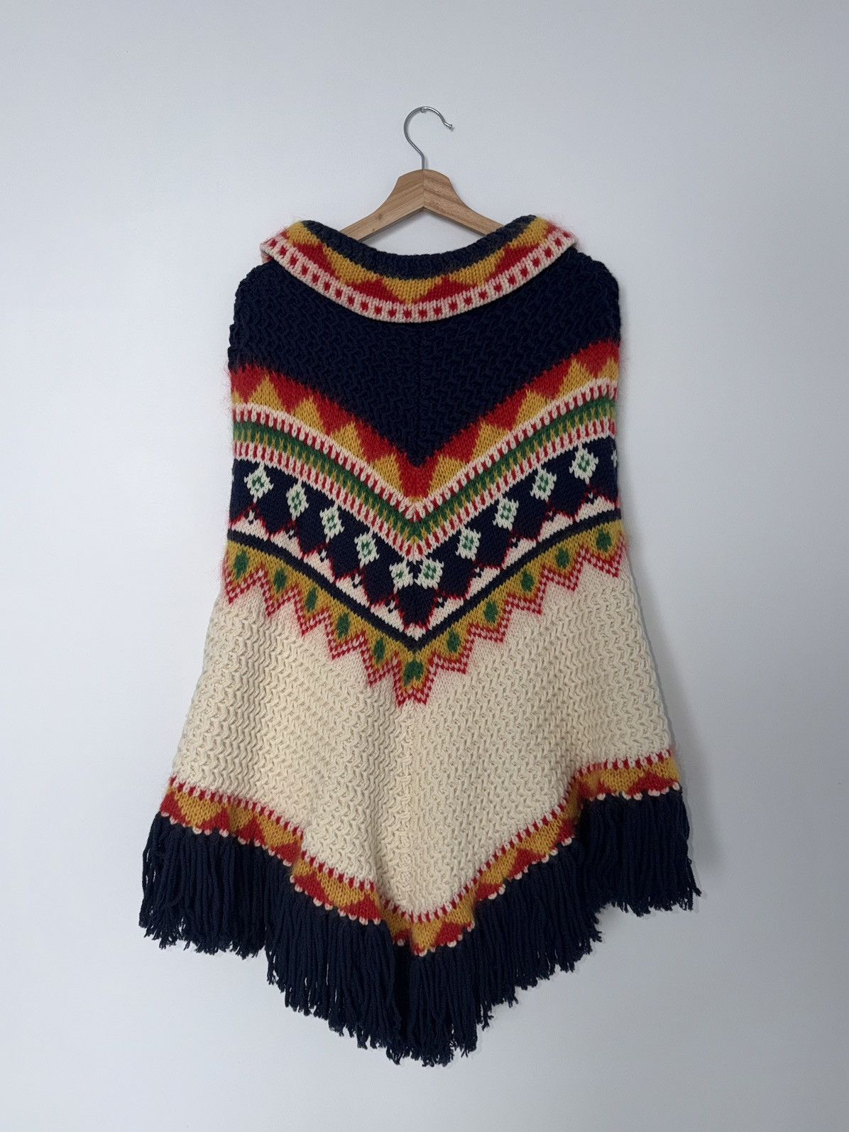Hedi Slimane × Saint Laurent Paris 16SS Fair Isle Knit Fringe Poncho Cape Size US M / EU 48-50 / 2 - 3 Thumbnail