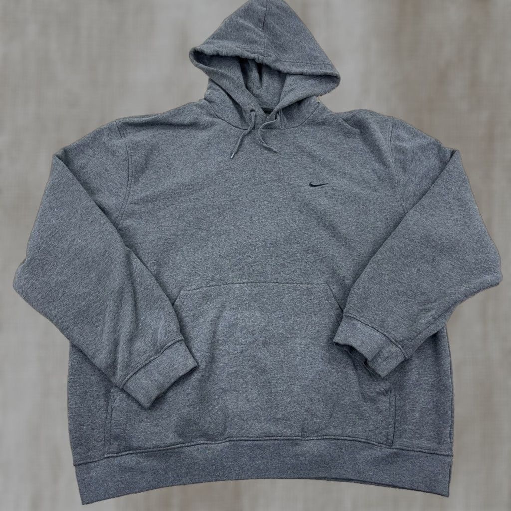 VINTAGE Nike Hoodie Men XL Gray Sweatshirt Sweater 2000s Mini Swoosh 90s Logo Grunge Retro American Classic