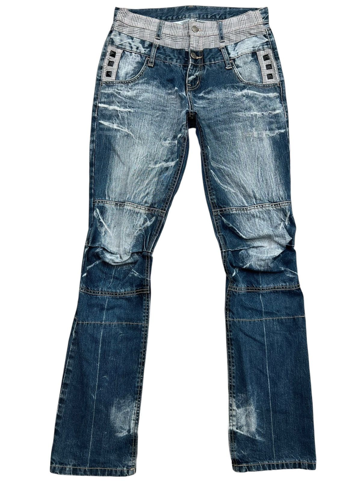 PPFM Double Waist Spellout Faded Denim Jeans 31x32