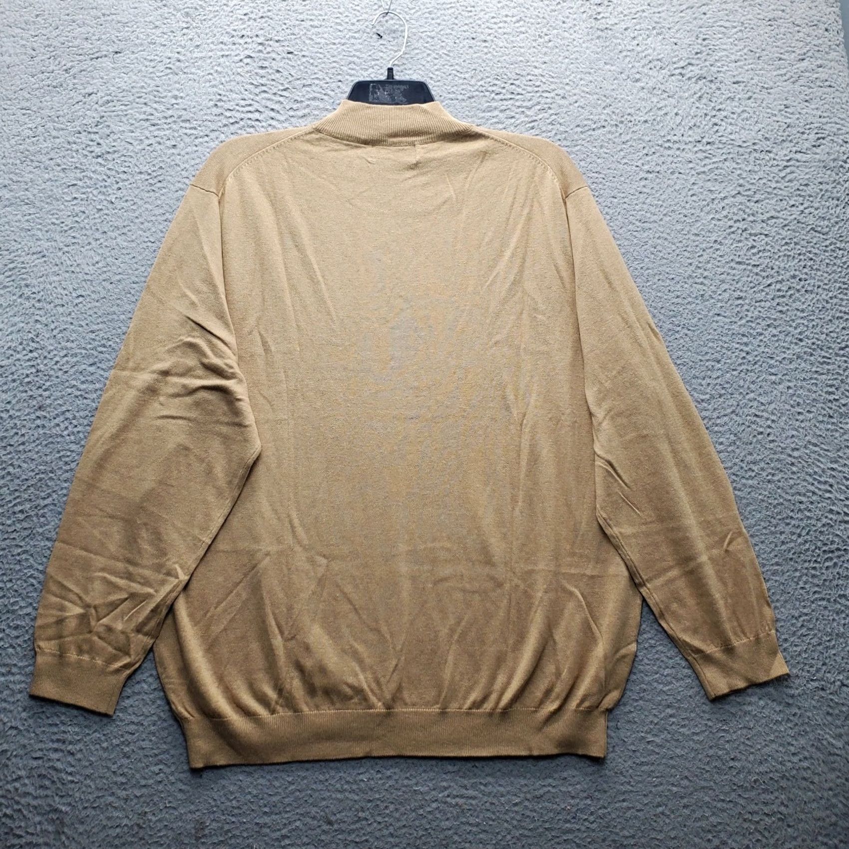 Vintage Paul Fredrick Sweater Mens 3XL Brown Knit Silk Long-Sleeve Mock Neck Pullover Size US XXL / EU 58 / 5 - 2 Thumbnail