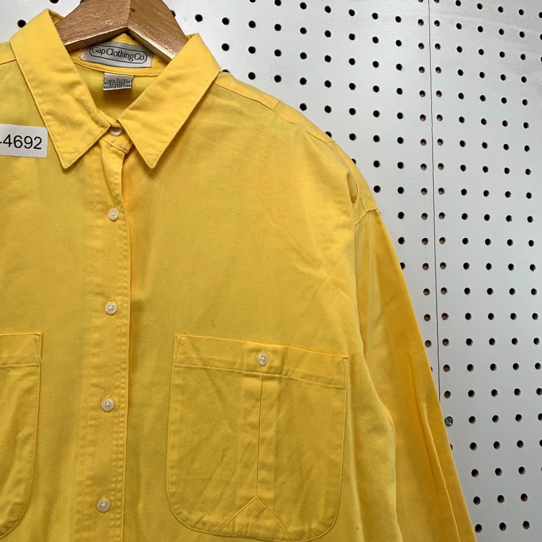 Gap VINTAGE Gap Button-Up Shirt Womens L Yellow 80s 70s Made Hong Kong Casual Cotton Size L / US 10 / IT 46 - 5 Thumbnail