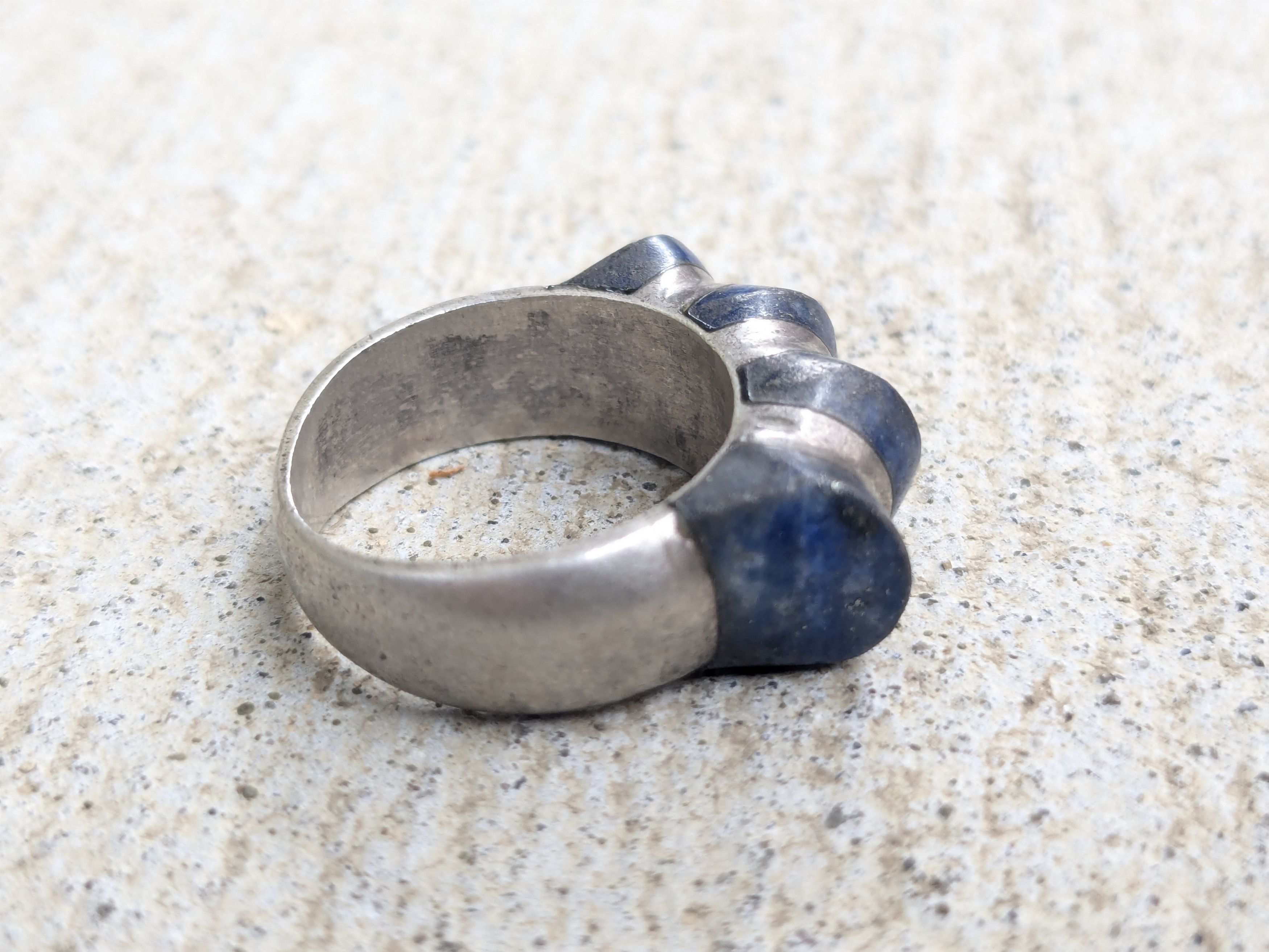 Jewelry Sterling Silver Ring 6.25 Lapis Lazuli Modern Avant Garde Size ONE SIZE - 2 Thumbnail