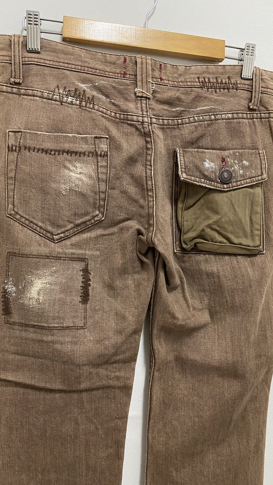 If Six Was Nine × Japanese Brand × Tornado Mart Distressed Denim Patchwork Chocolate Denim Jeans Size US 31 - 20 Thumbnail