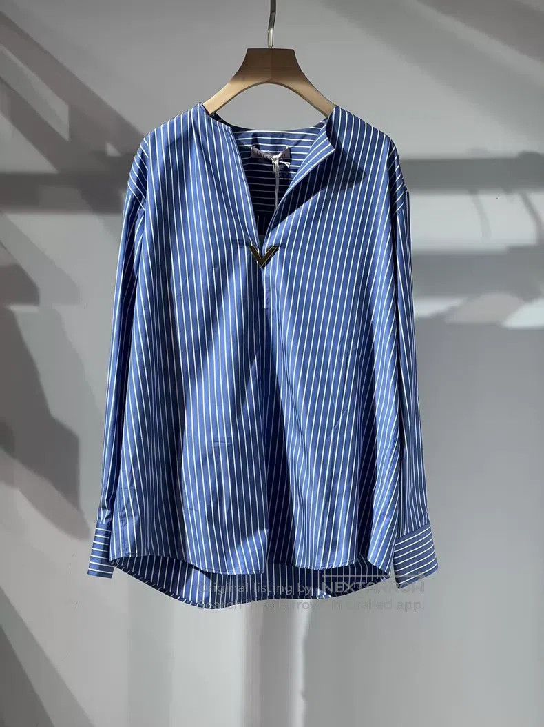 Valentino Valentino Blue striped dropped shoulder long-sleeved shirt Size S / US 4 / IT 40 - 1 Thumbnail
