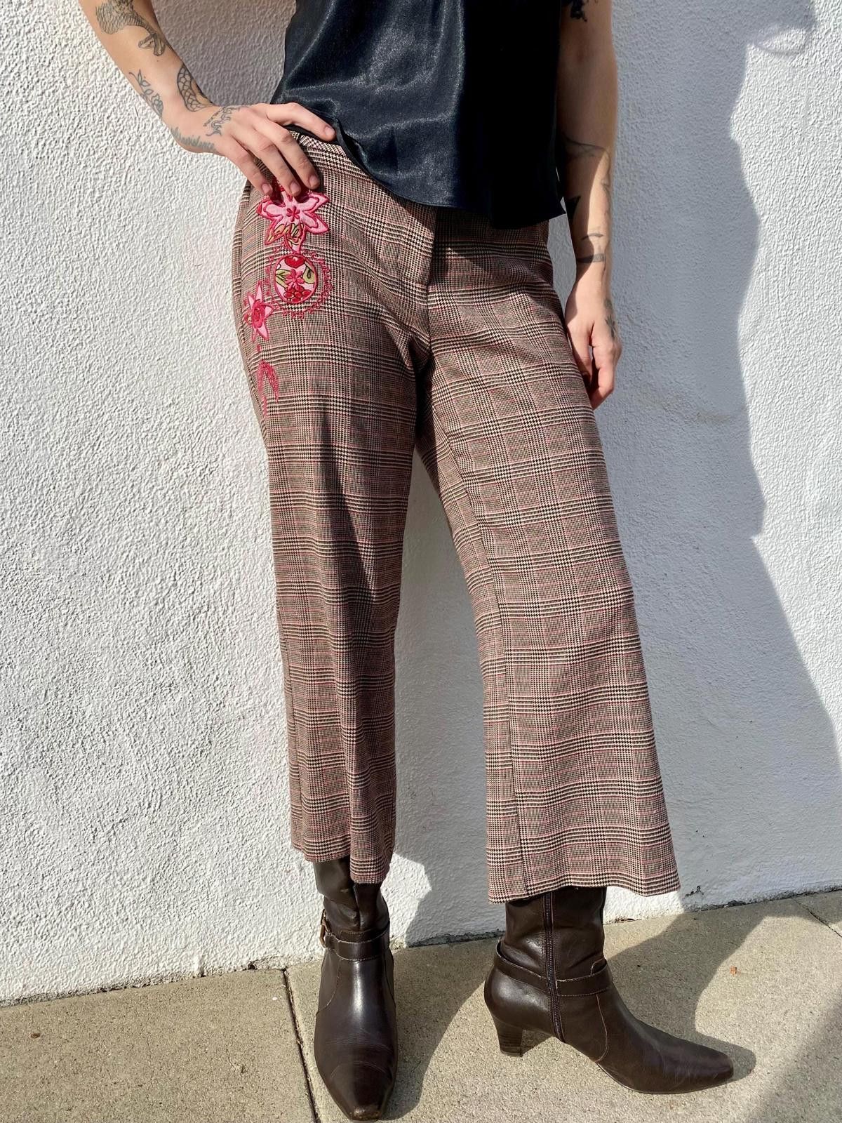 Vintage VTG Y2K Low Rise Plaid Capri Pants USA Made Embroidered 7/8 Size 30" / US 8 / IT 44 - 4 Thumbnail