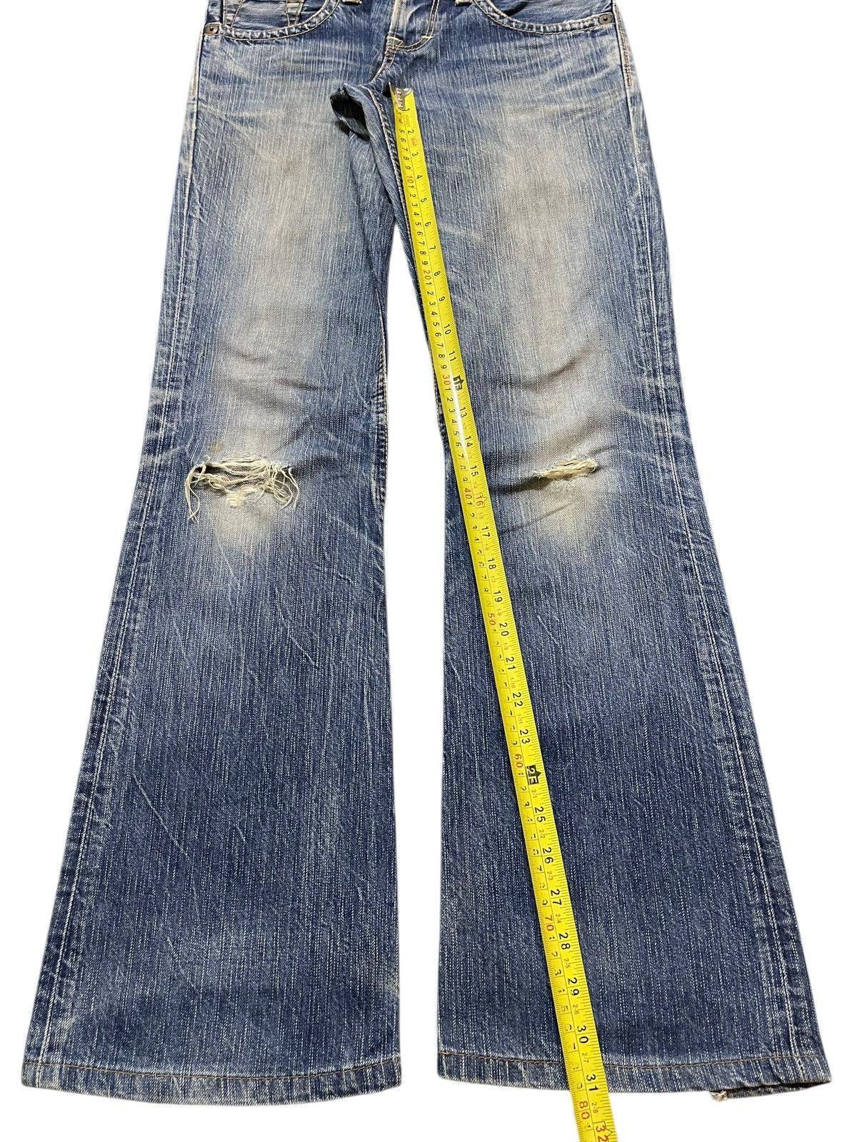 Edwin Vintage Edwin 503 Mud Faded Wash Distress Flare Jeans Size US 29 - 14 Thumbnail