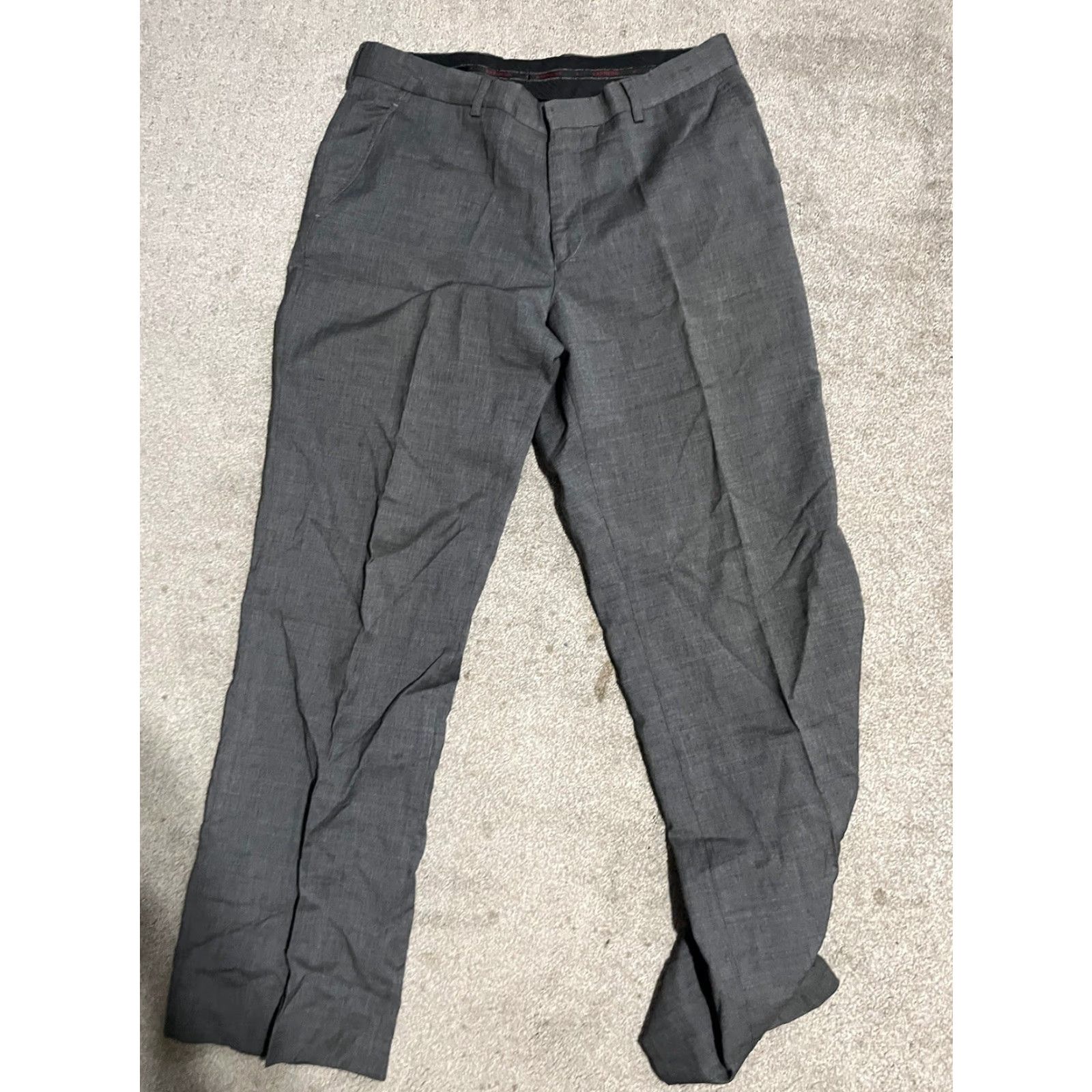 Express Express Design Studio Men's Gray Virgin Wool Dress Pants Solid Flat Front 34x32 Size US 34 / EU 50 - 2 Thumbnail