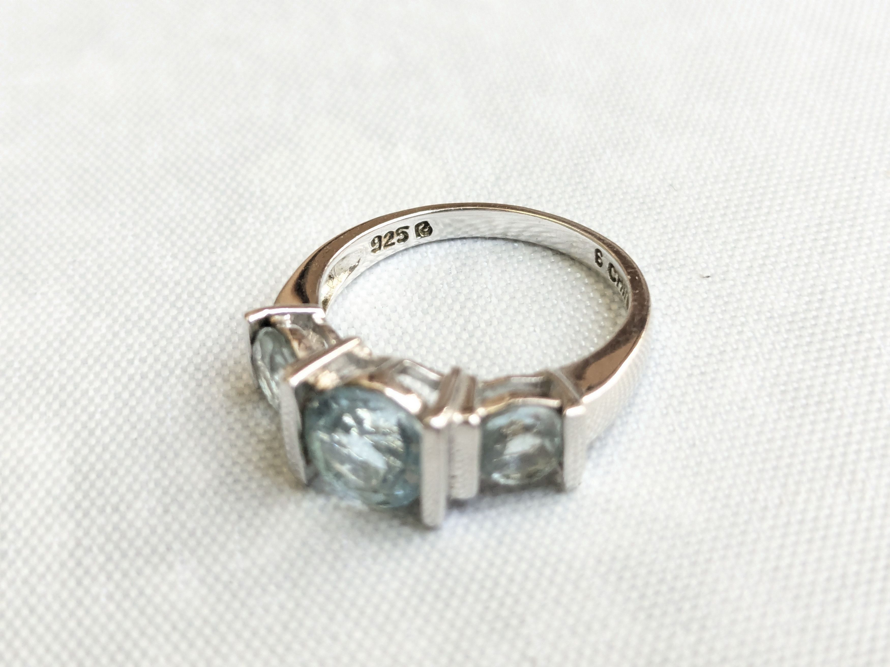 Jewelry Vintage Sterling Silver Ring Blue Aquamarine 6 Size ONE SIZE - 6 Thumbnail