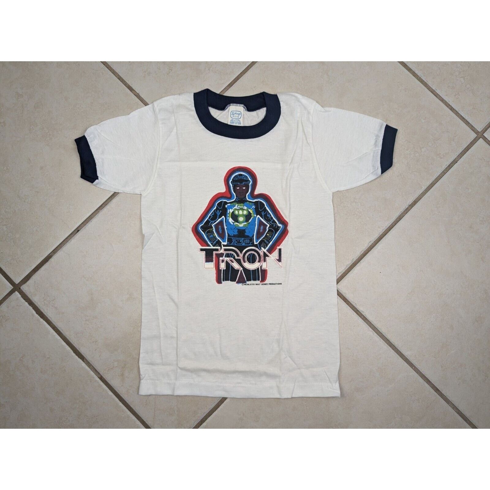 Vtg Deadstock TRON 1981 Youth Ringer T Shirt M 12-14 NOS USA