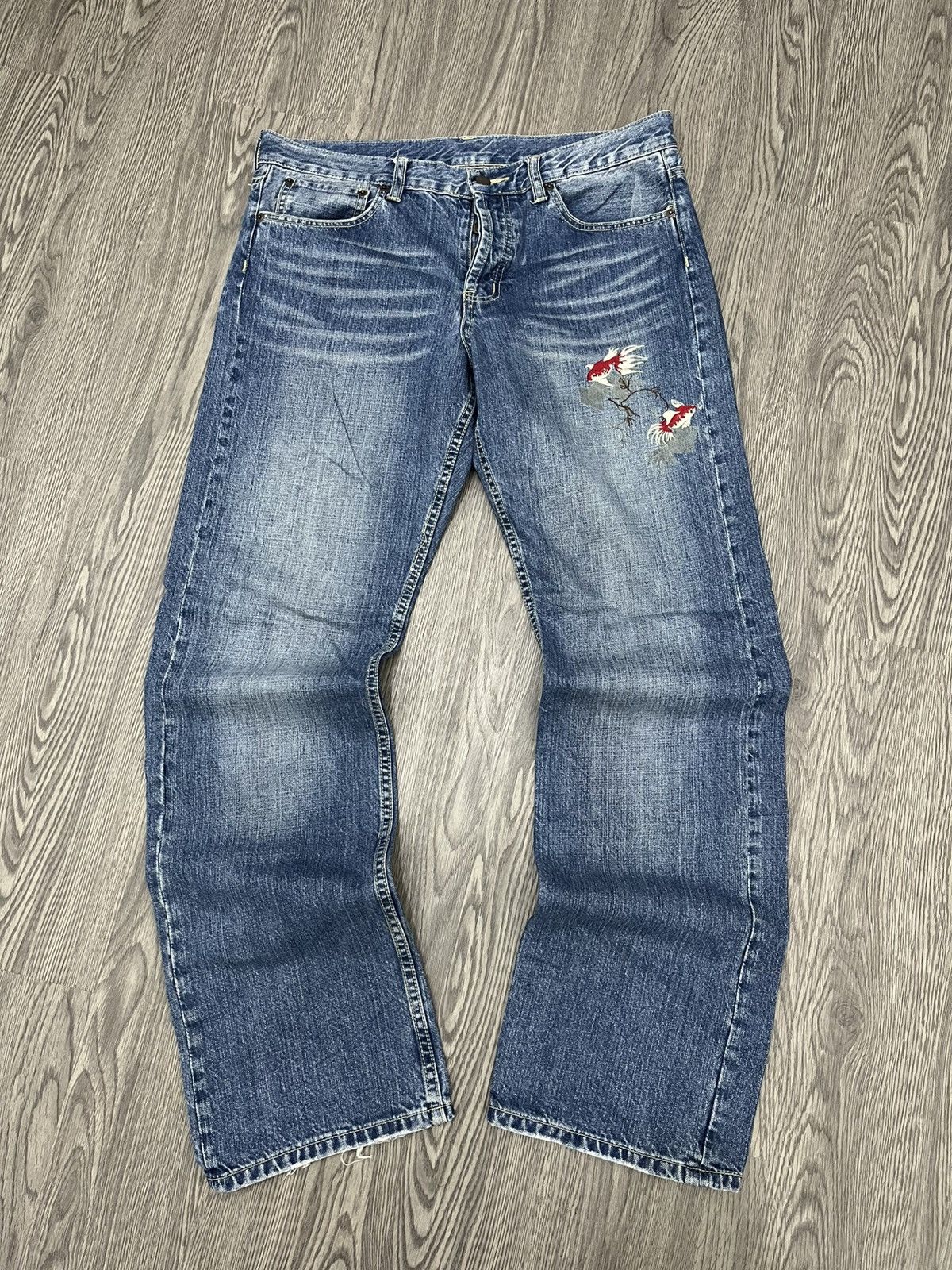 Japanese Brand 🇯🇵Vtg Takeo Kikuchi Koi jeans 🇯🇵 Size US 35 - 1 Thumbnail