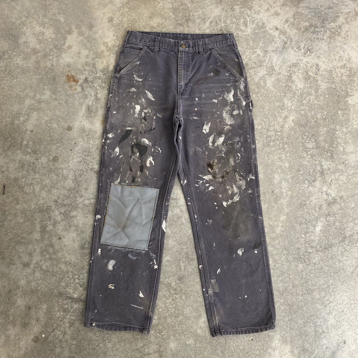 Carhartt VTG Carhartt Faded Petrol Blue Splatter Painter Pants Size US 31 - 3 Thumbnail