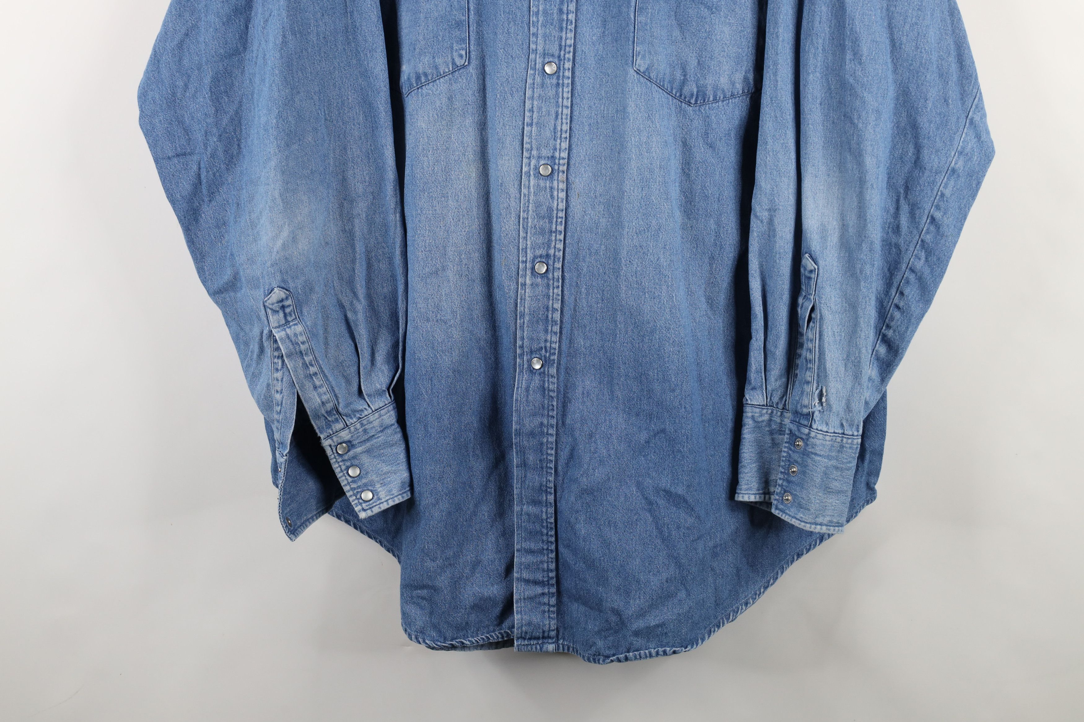 Vintage Vintage 90s Streetwear Cowboy Denim Jean Snap Button Shirt Size US XXL / EU 58 / 5 - 3 Thumbnail