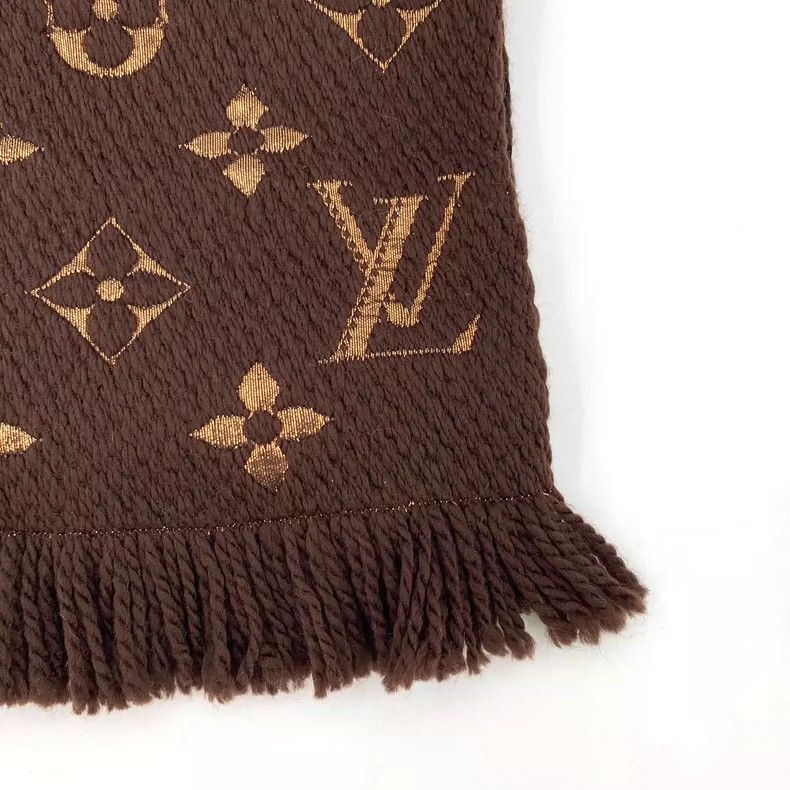Louis Vuitton Louis Vuitton Brown Logo Wool Fringe Scarf -2505 Size ONE SIZE - 4 Thumbnail