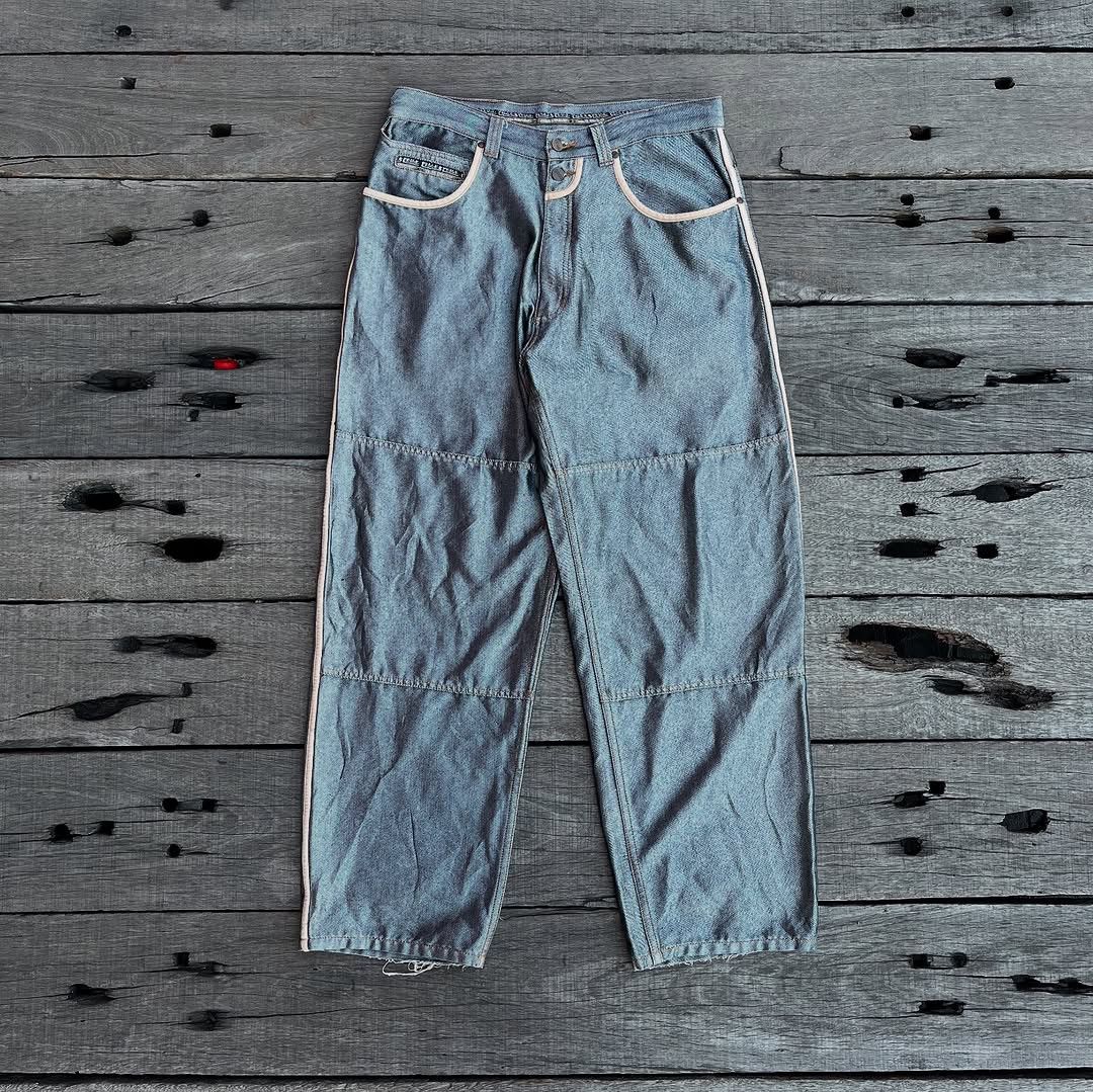 Pelle Pelle Pelle Pelle Y2K metallic silver baggy denim jeans Size US 36 / EU 52 - 2 Thumbnail