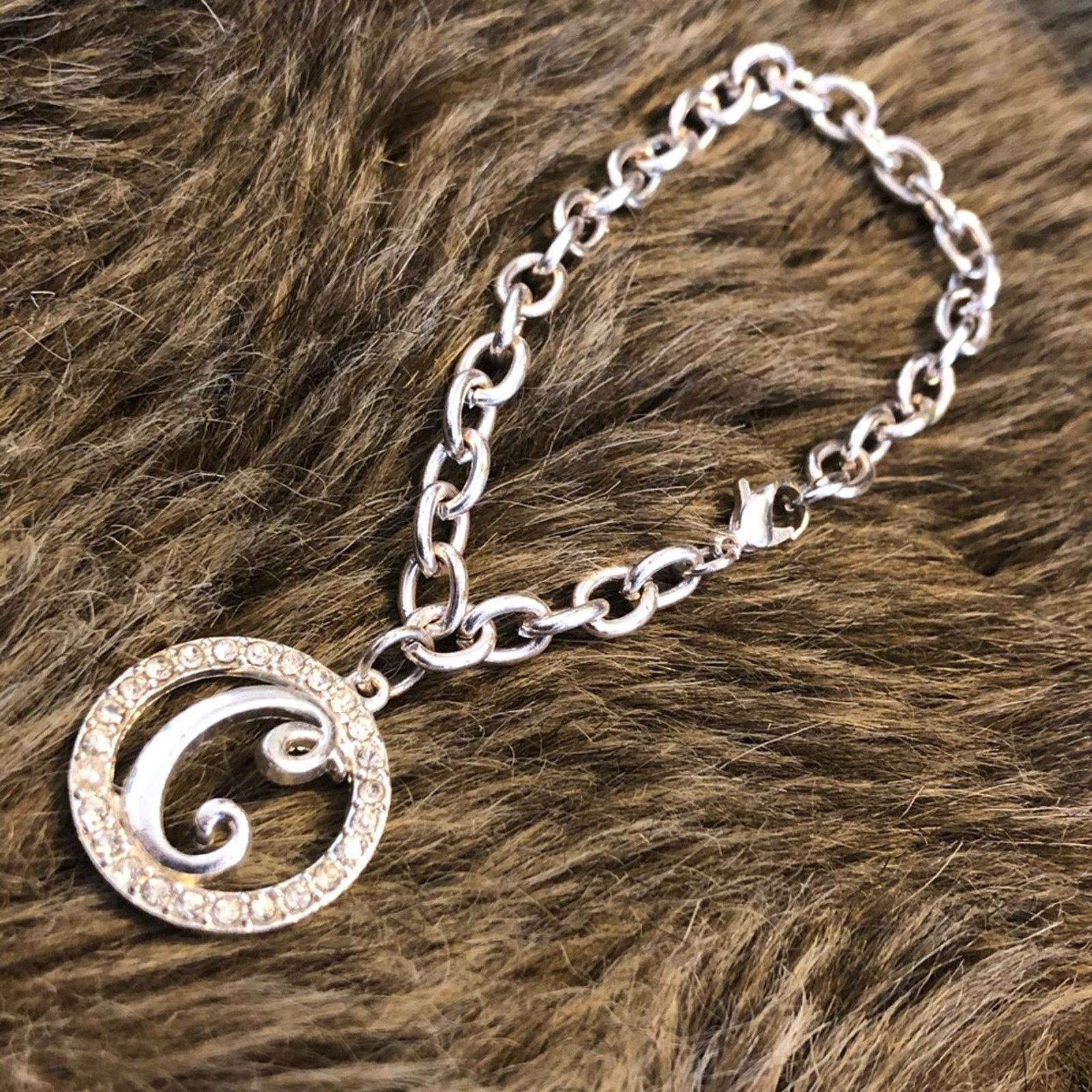 Jewelry Silver monogram “C” rhinestone charm bracelet Size ONE SIZE - 5 Thumbnail