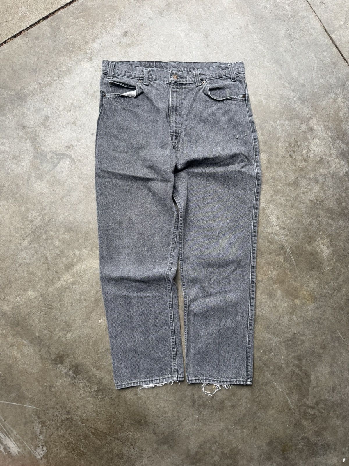 Levi's × Vintage Vintage 90’s Levi’s Two Horses Black Leather Tab Baggy Denim Size US 36 / EU 52 - 4 Thumbnail