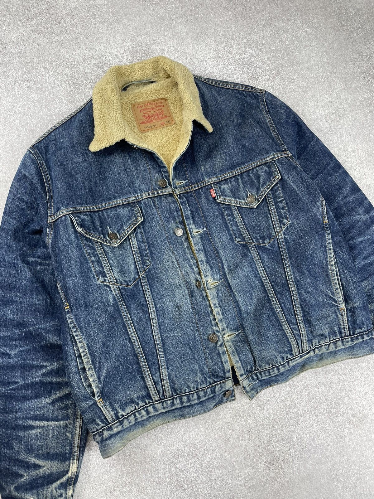 Levi's × Levi's Vintage Clothing × Vintage Vintage Levis Distressed Denim Jacket Sherpa Size US XXL / EU 58 / 5 - 20 Thumbnail